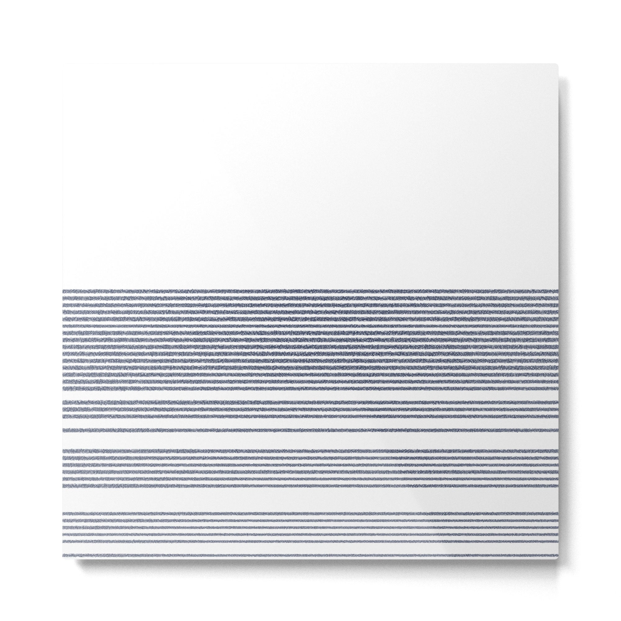Organic Stripes in Navy Blue and White Metal Print | TeksDecor