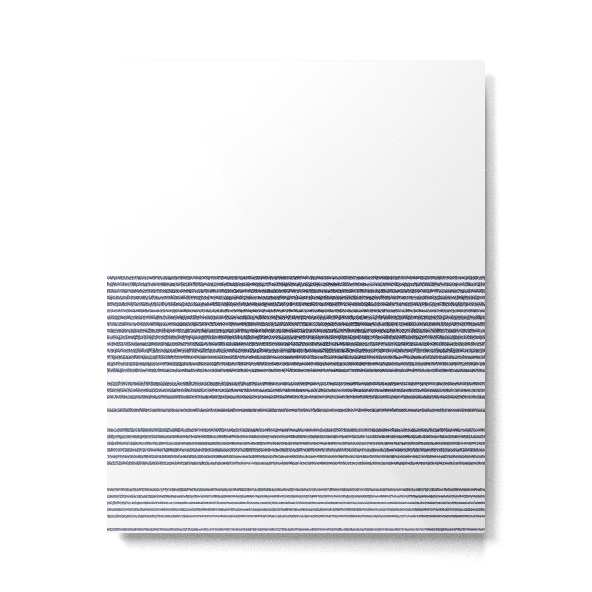 Organic Stripes in Navy Blue and White Metal Print | TeksDecor