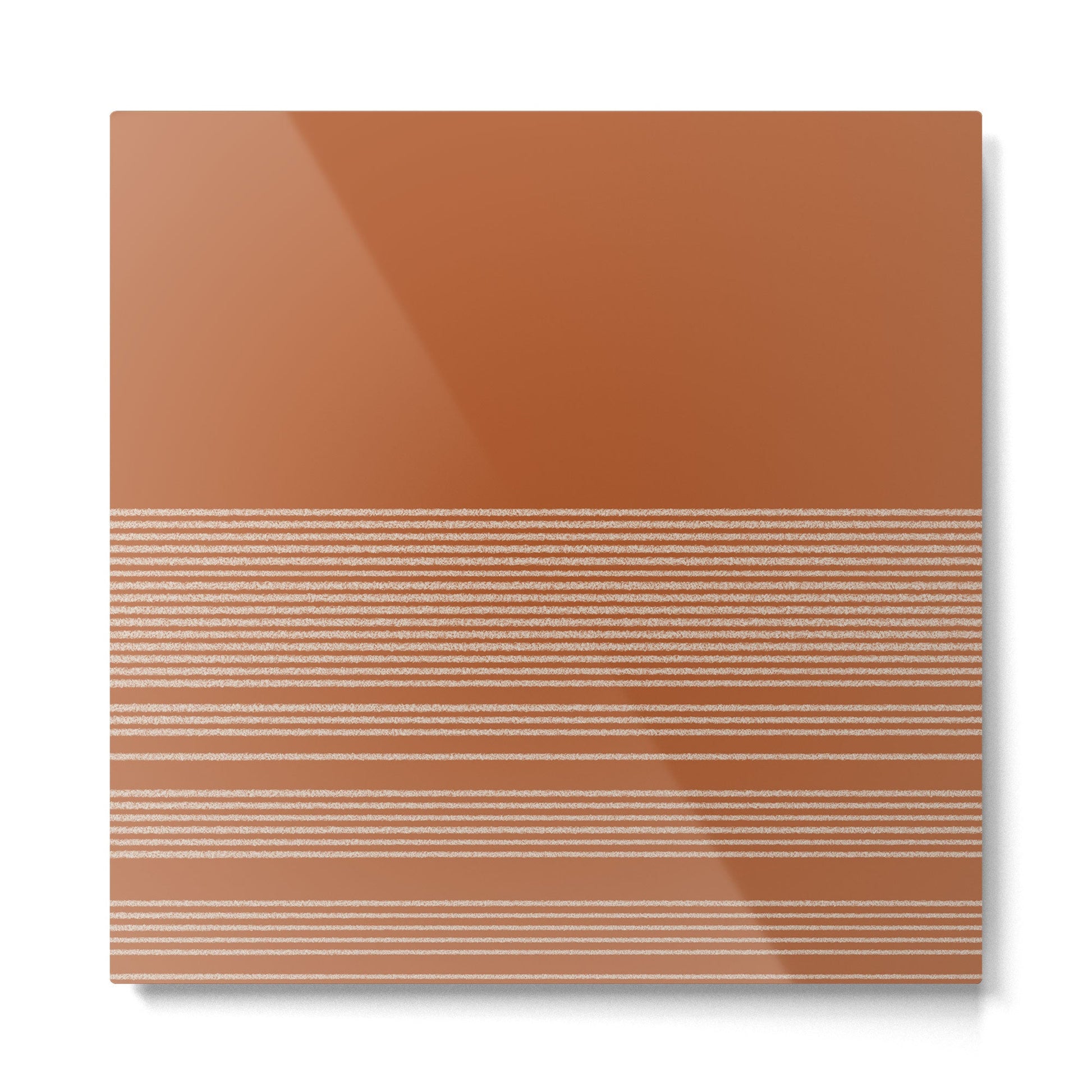 Organic Stripes in Putty and Clay Terracotta Rust Metal Print | TeksDecor