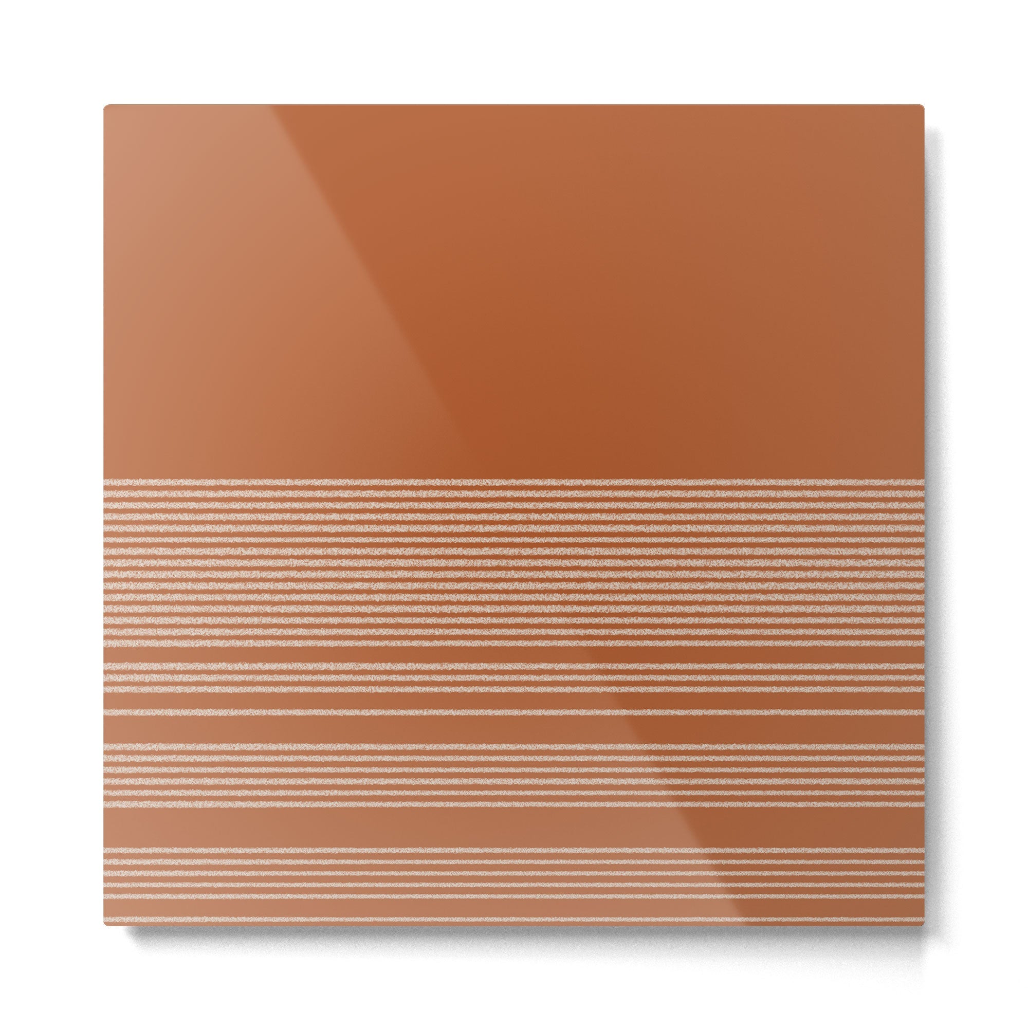 Organic Stripes in Putty and Clay Terracotta Rust Metal Print | TeksDecor