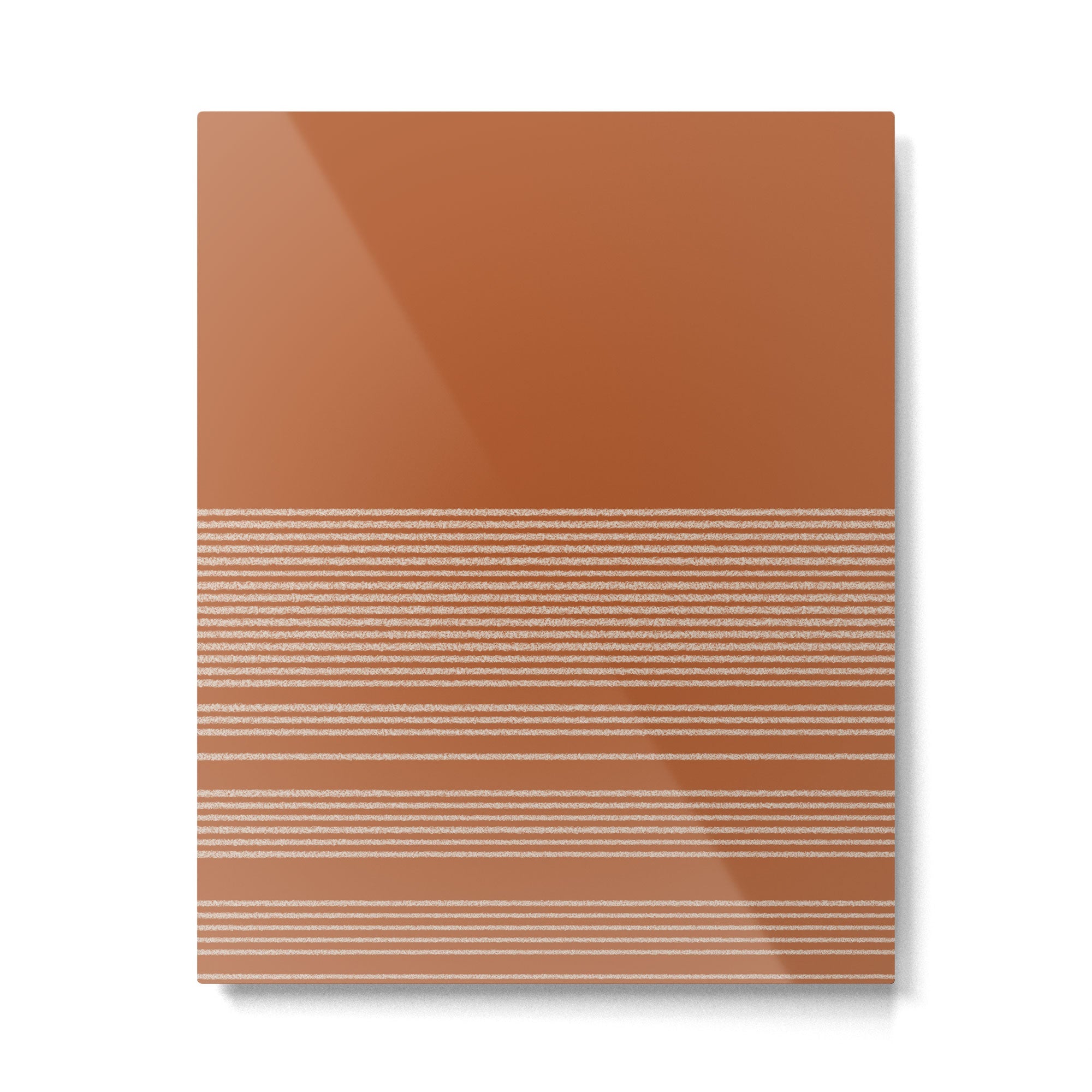 Organic Stripes in Putty and Clay Terracotta Rust Metal Print | TeksDecor