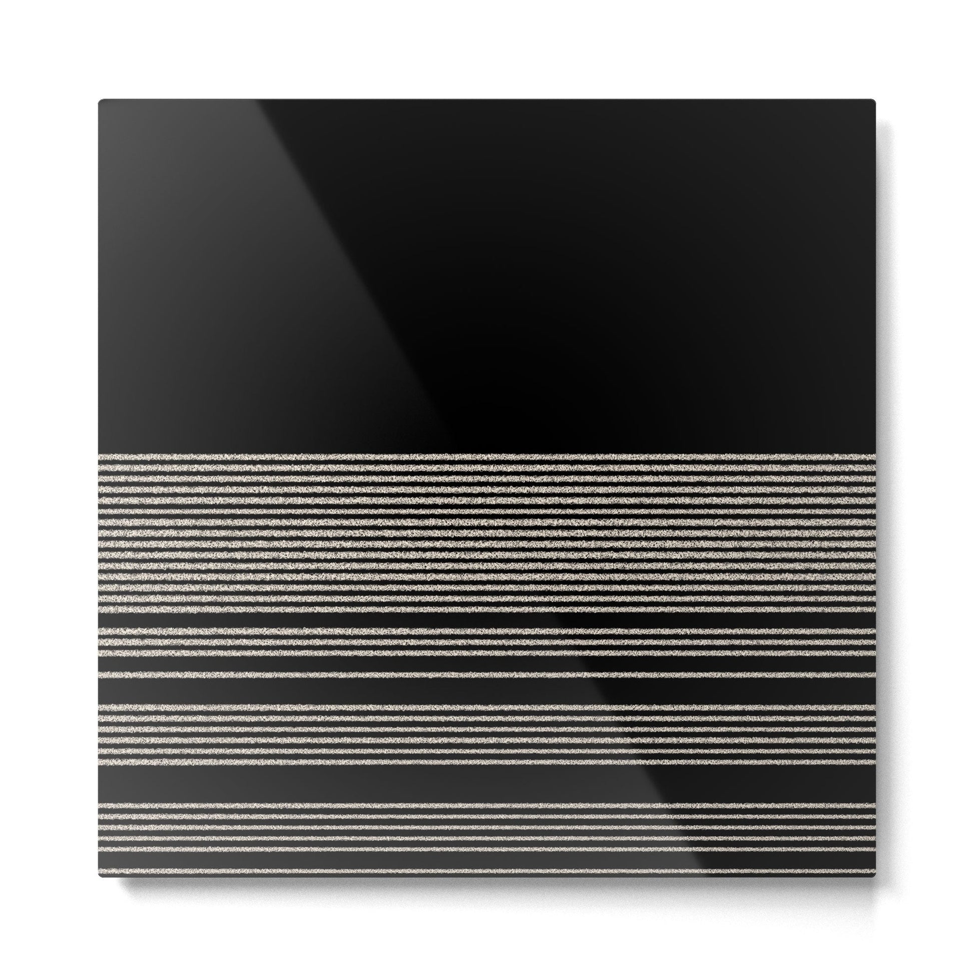 Organic Stripes - Minimalist Textured Line Pattern in Almond Cream and Black Metal Print | TeksDecor