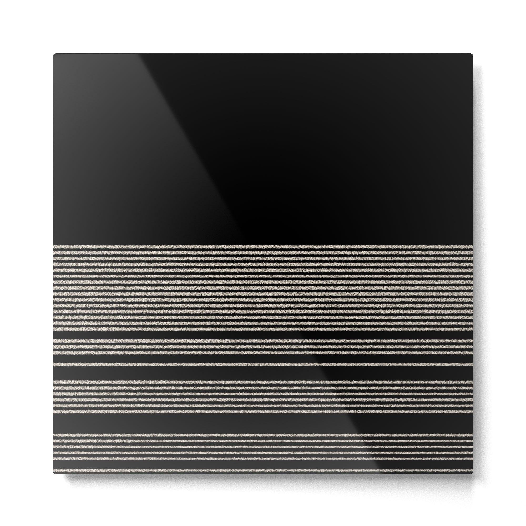 Organic Stripes - Minimalist Textured Line Pattern in Almond Cream and Black Metal Print | TeksDecor