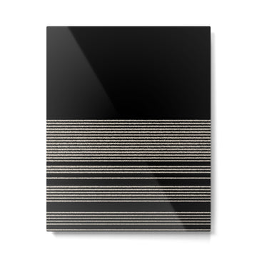 Organic Stripes - Minimalist Textured Line Pattern in Almond Cream and Black Metal Print | TeksDecor