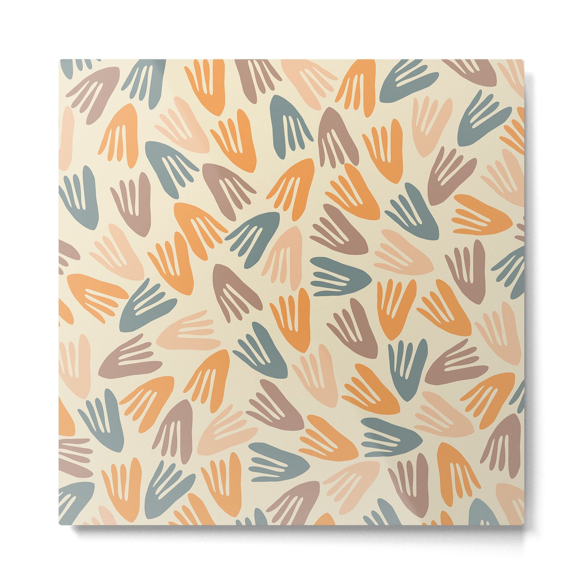 Papier D?coup? Abstract Cutout Pattern Cream Beige Slate Orange Blush Taupe Metal Print | TeksDecor
