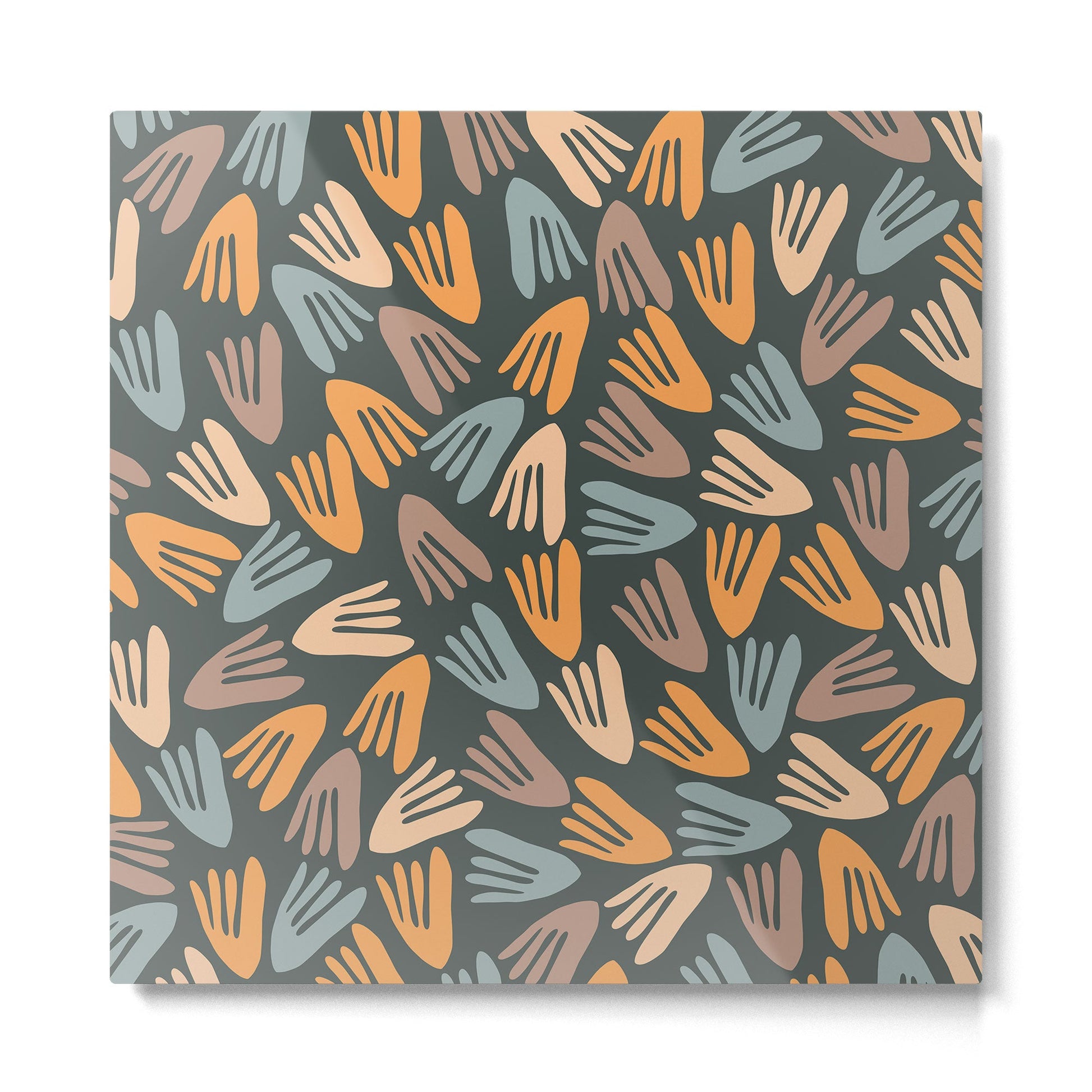 Papier D?coup? Abstract Cutout Pattern Slate Blue Orange Blush Taupe Metal Print | TeksDecor