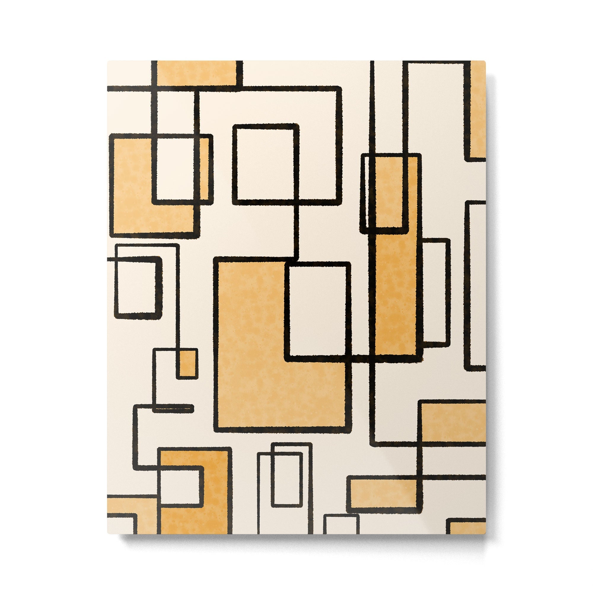 Piet Composition in Light Orange - Mid-Century Modern Minimalist Geometric Abstract Metal Print | TeksDecor