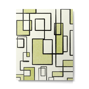 Piet Composition in Retro Avocado Sage Light Green Mid-Century Modern Minimalist Geometric Abstract Metal Print | TeksDecor