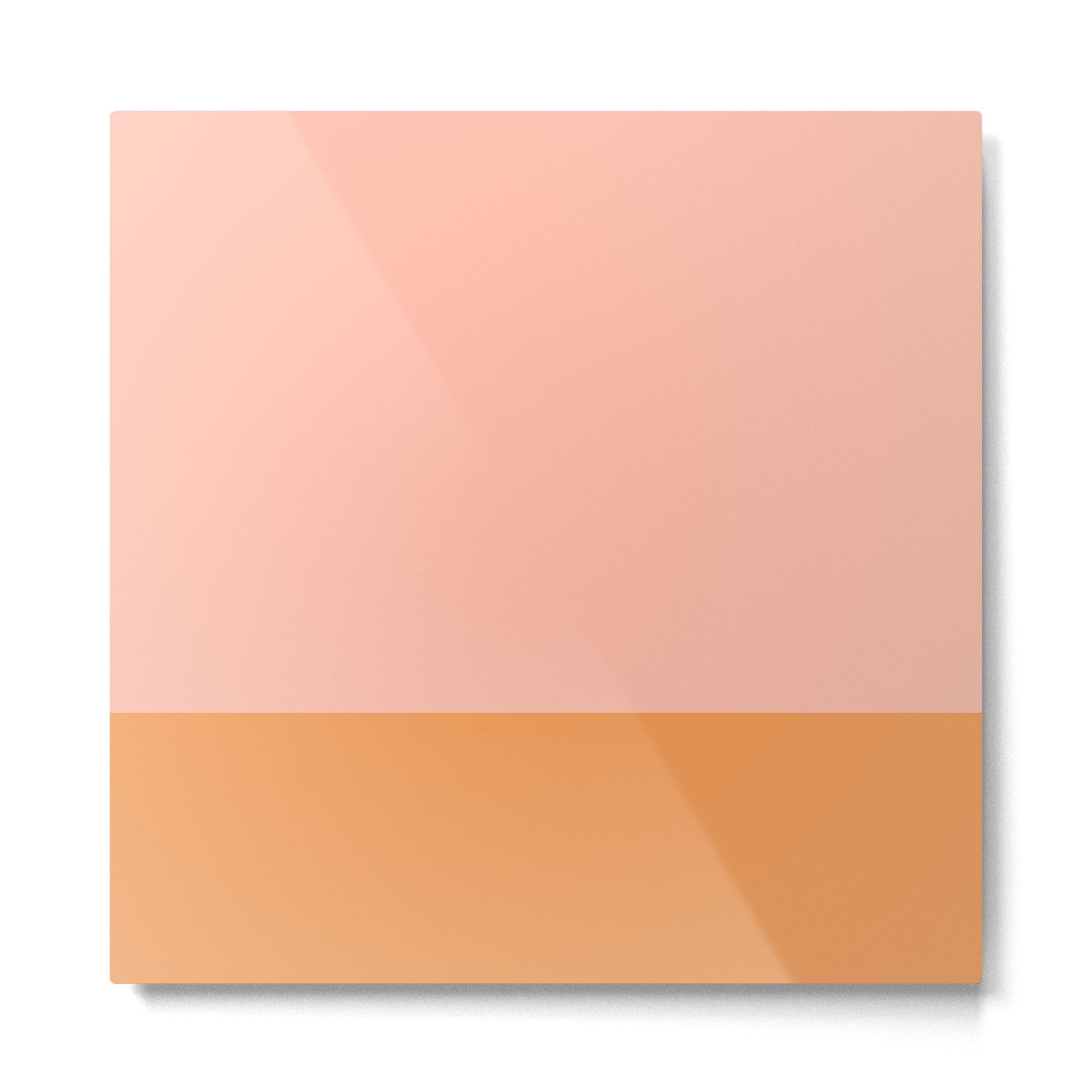 Pink Blush and Light Orange Minimalist Color Block Pattern Metal Print | TeksDecor