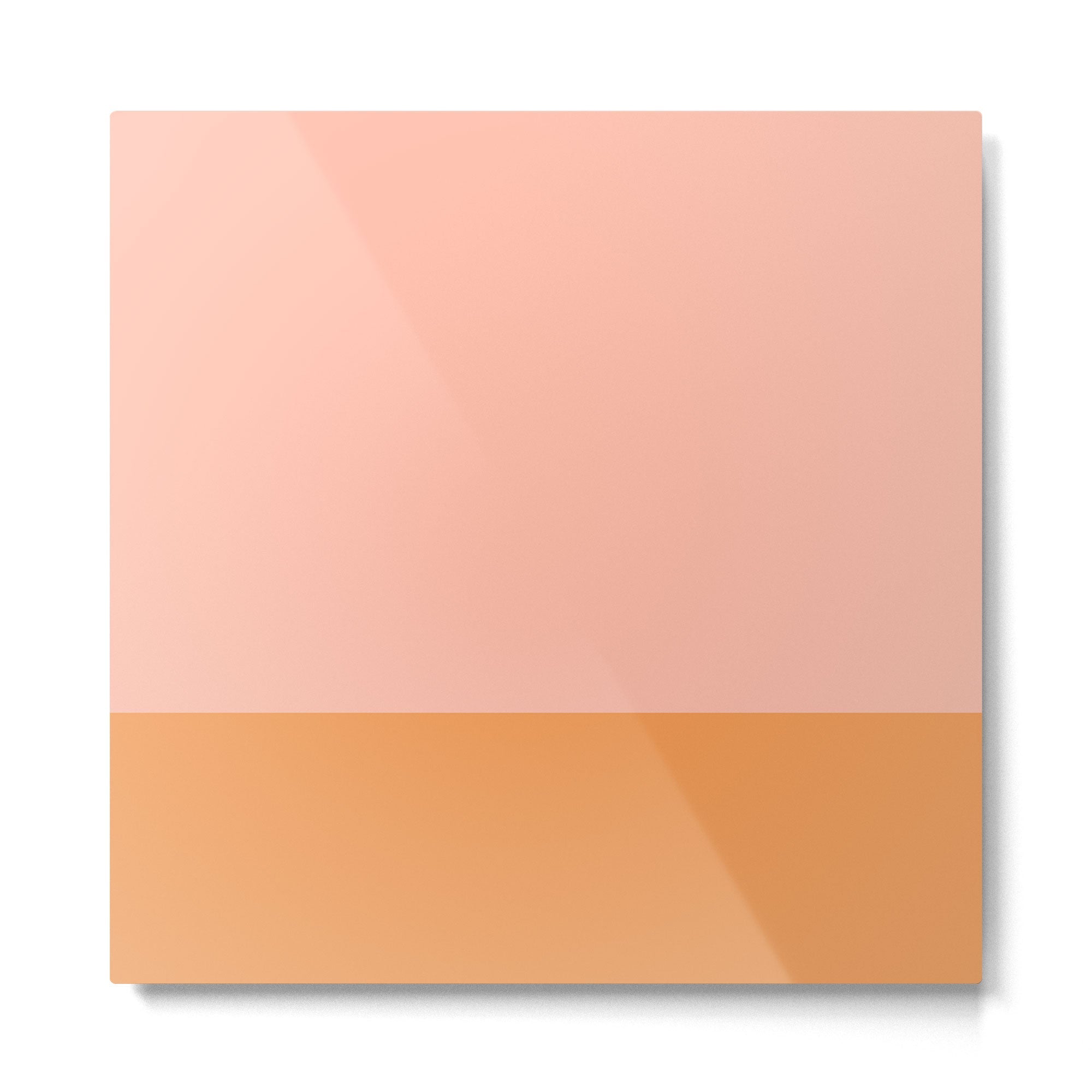 Pink Blush and Light Orange Minimalist Color Block Pattern Metal Print | TeksDecor