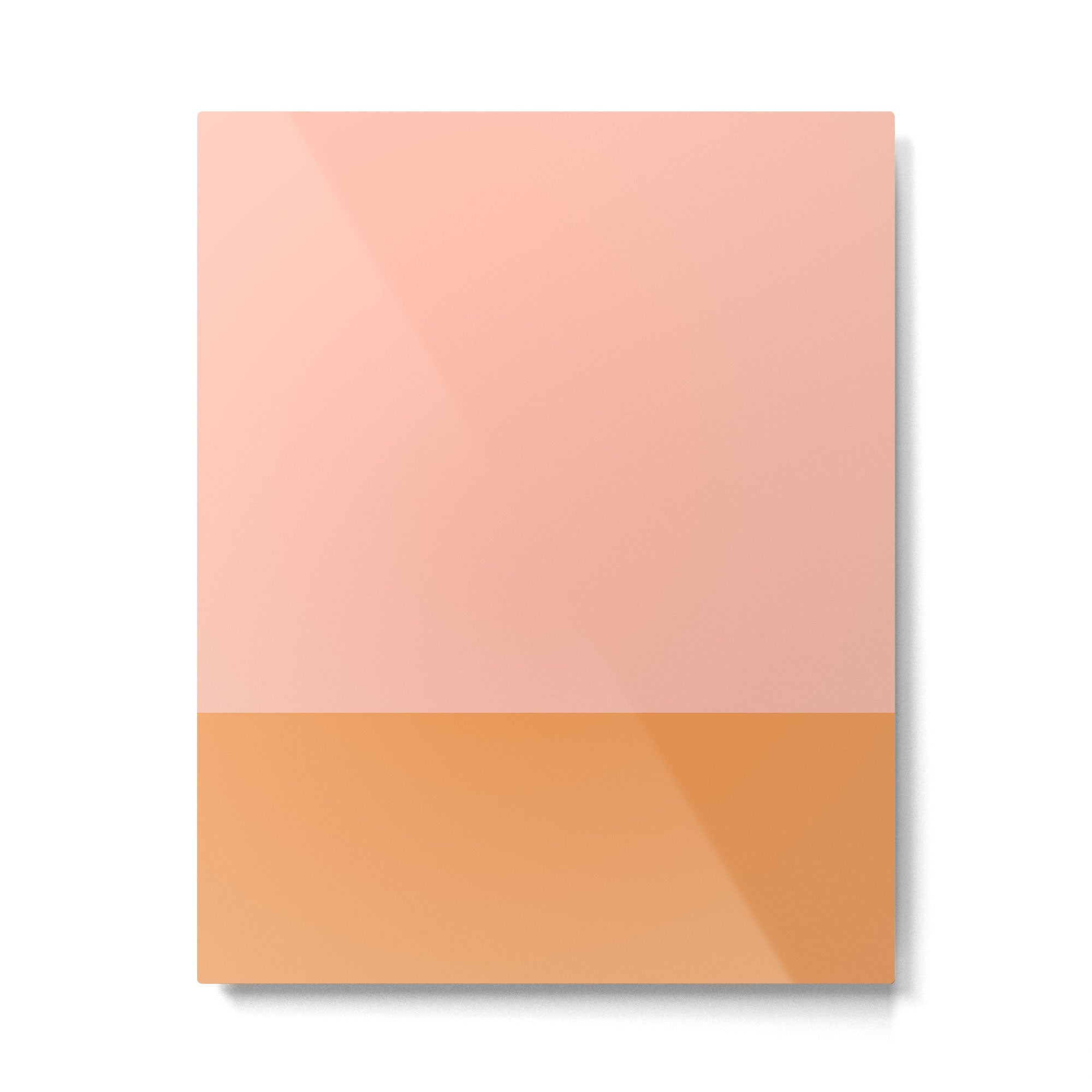 Pink Blush and Light Orange Minimalist Color Block Pattern Metal Print | TeksDecor