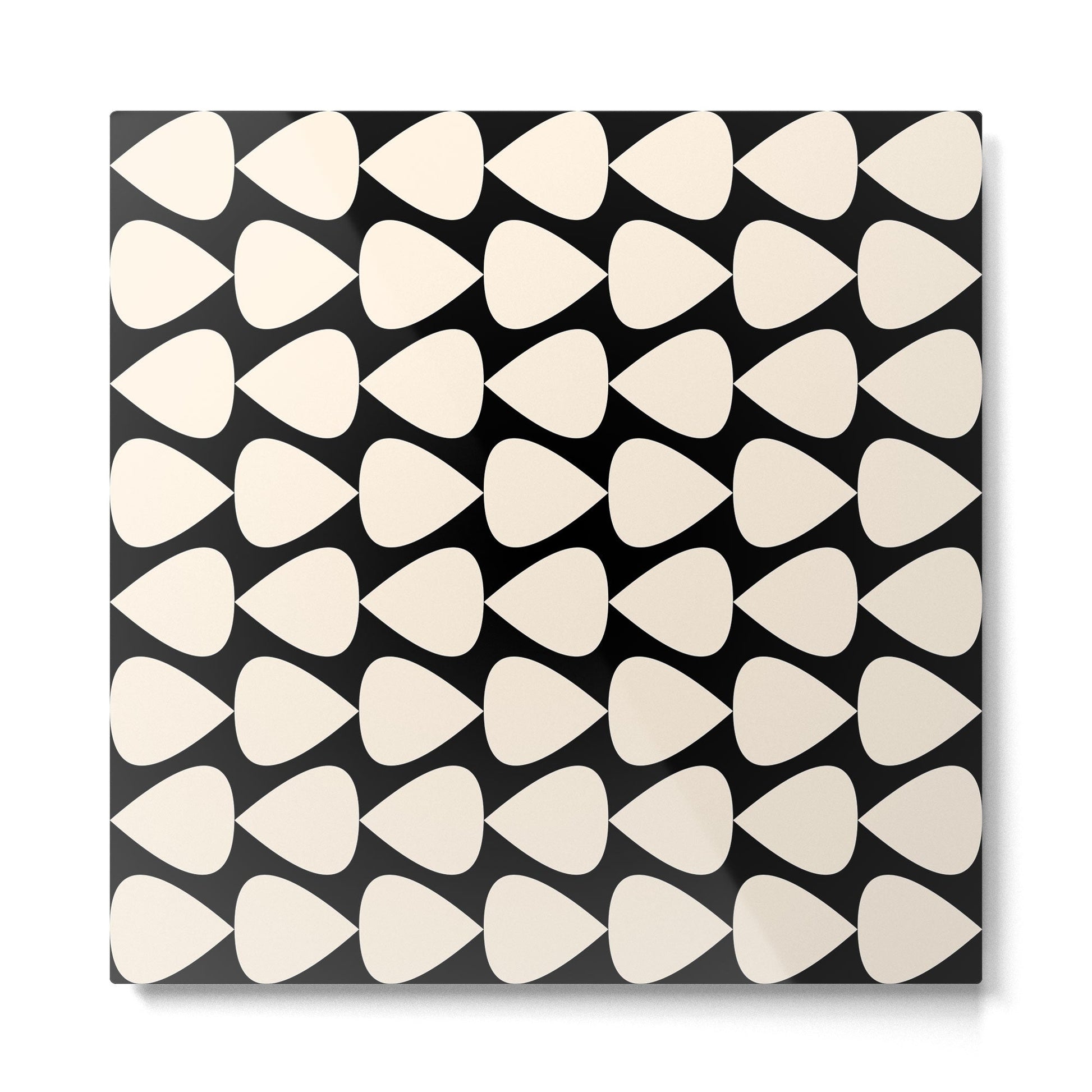 Plectrum Pattern in Almond Cream and Black Metal Print | TeksDecor