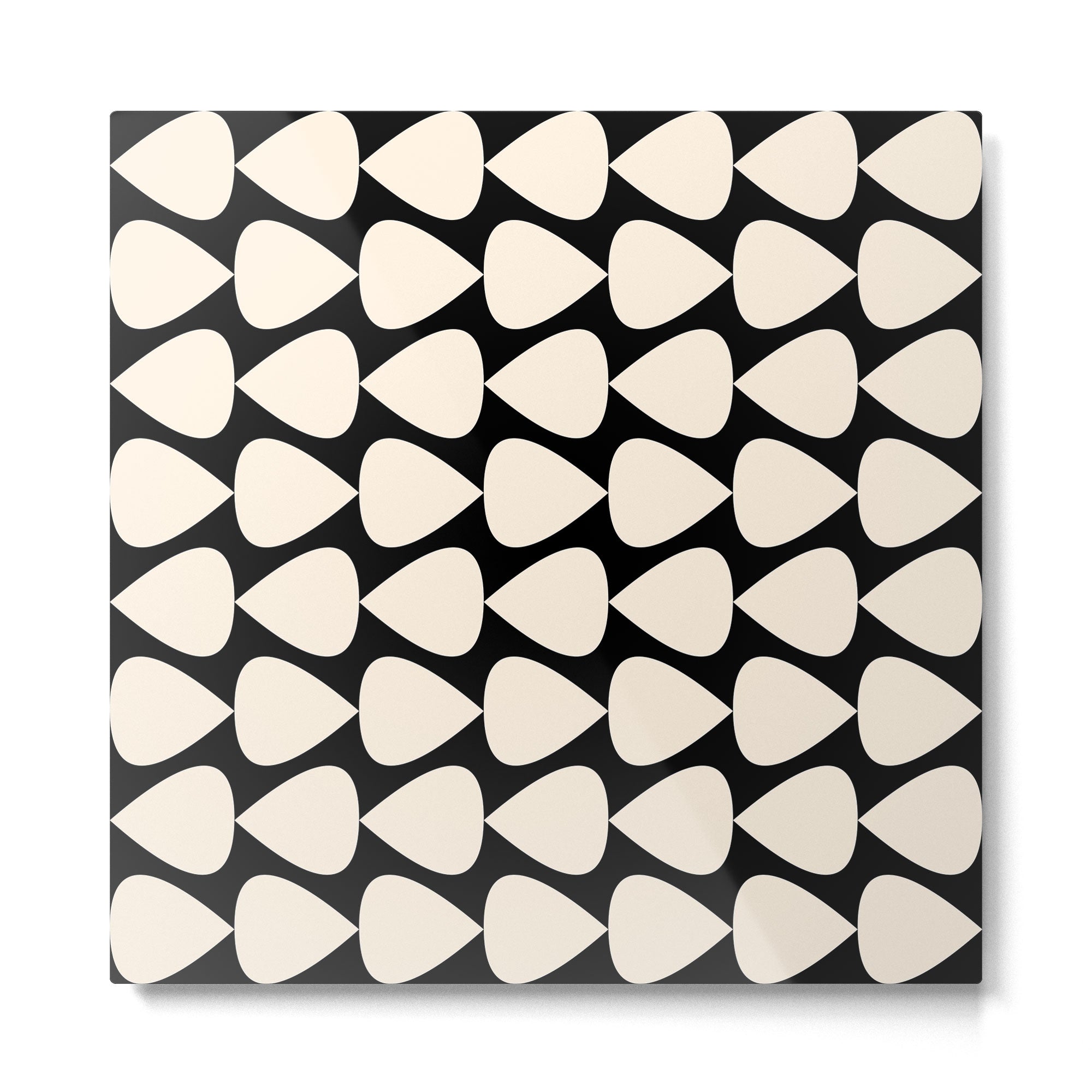 Plectrum Pattern in Almond Cream and Black Metal Print | TeksDecor