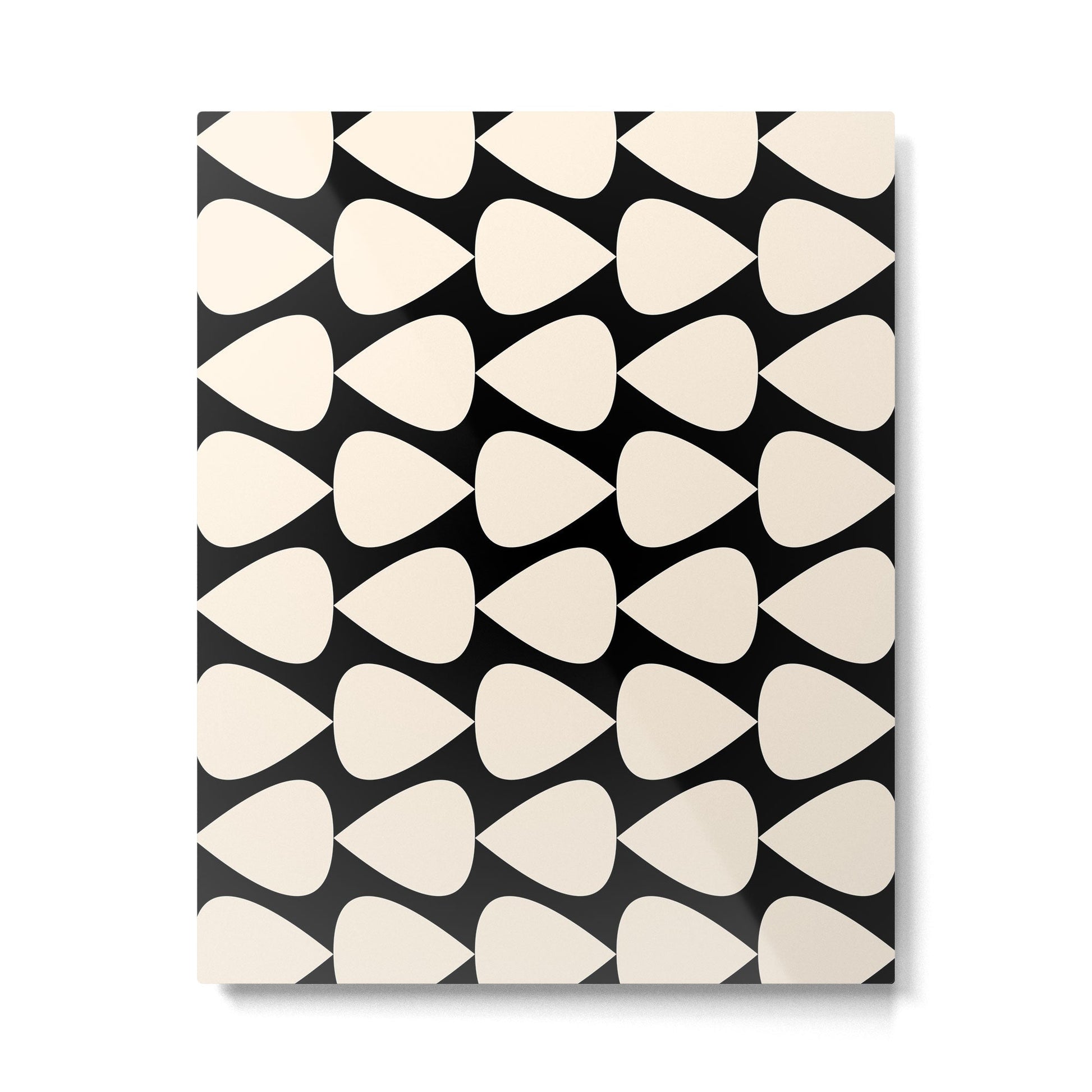 Plectrum Pattern in Almond Cream and Black Metal Print | TeksDecor