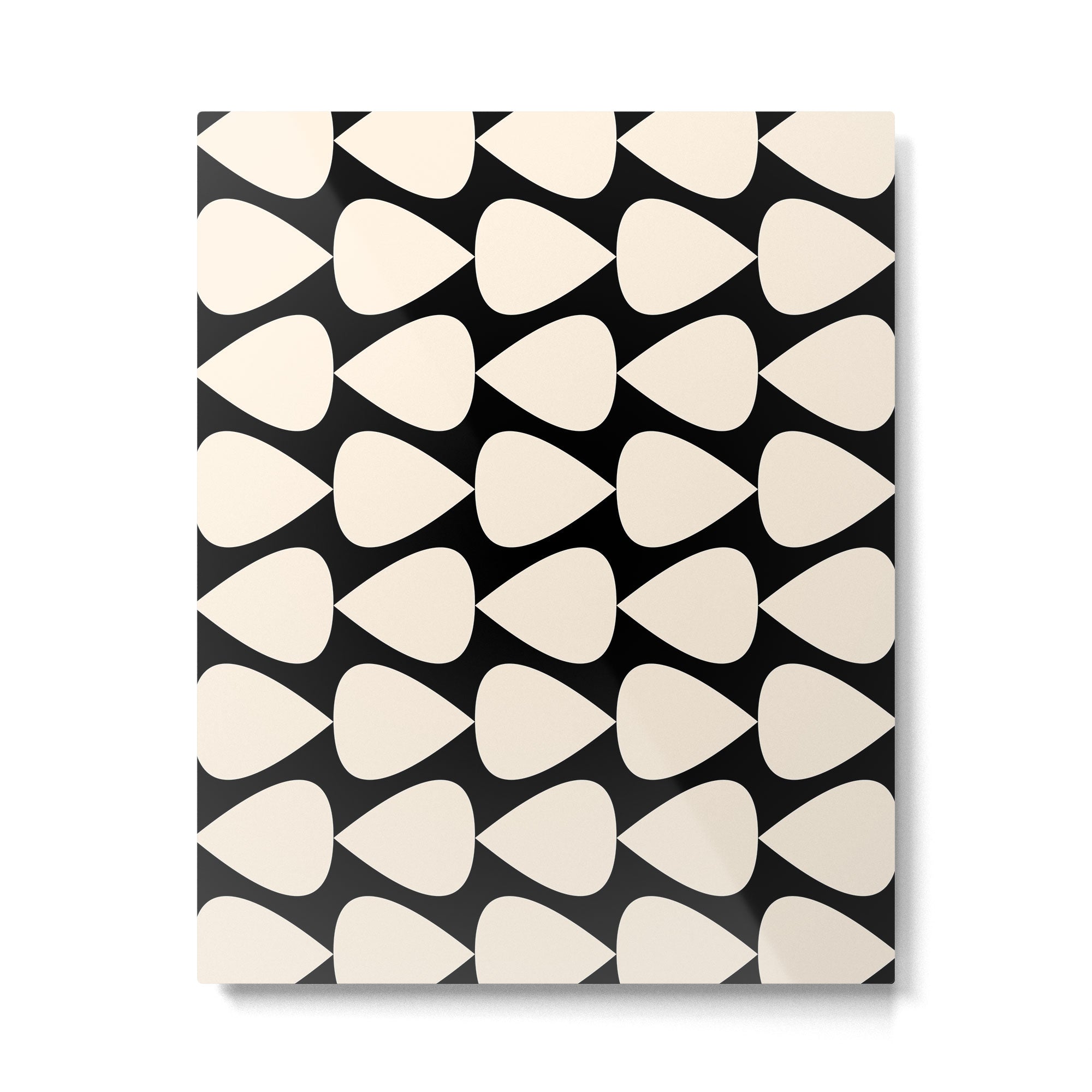 Plectrum Pattern in Almond Cream and Black Metal Print | TeksDecor