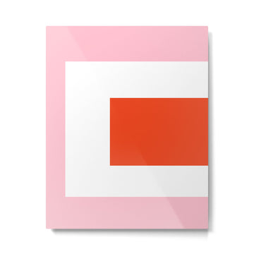 Regressing Colour Block - Minimalist Geometric Pattern in Red, White, and Pink Metal Print | TeksDecor