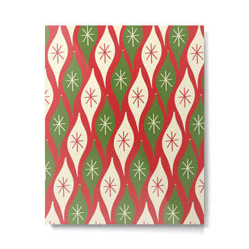 Retro Christmas Ornaments Pattern Red Cream Green Metal Print | TeksDecor