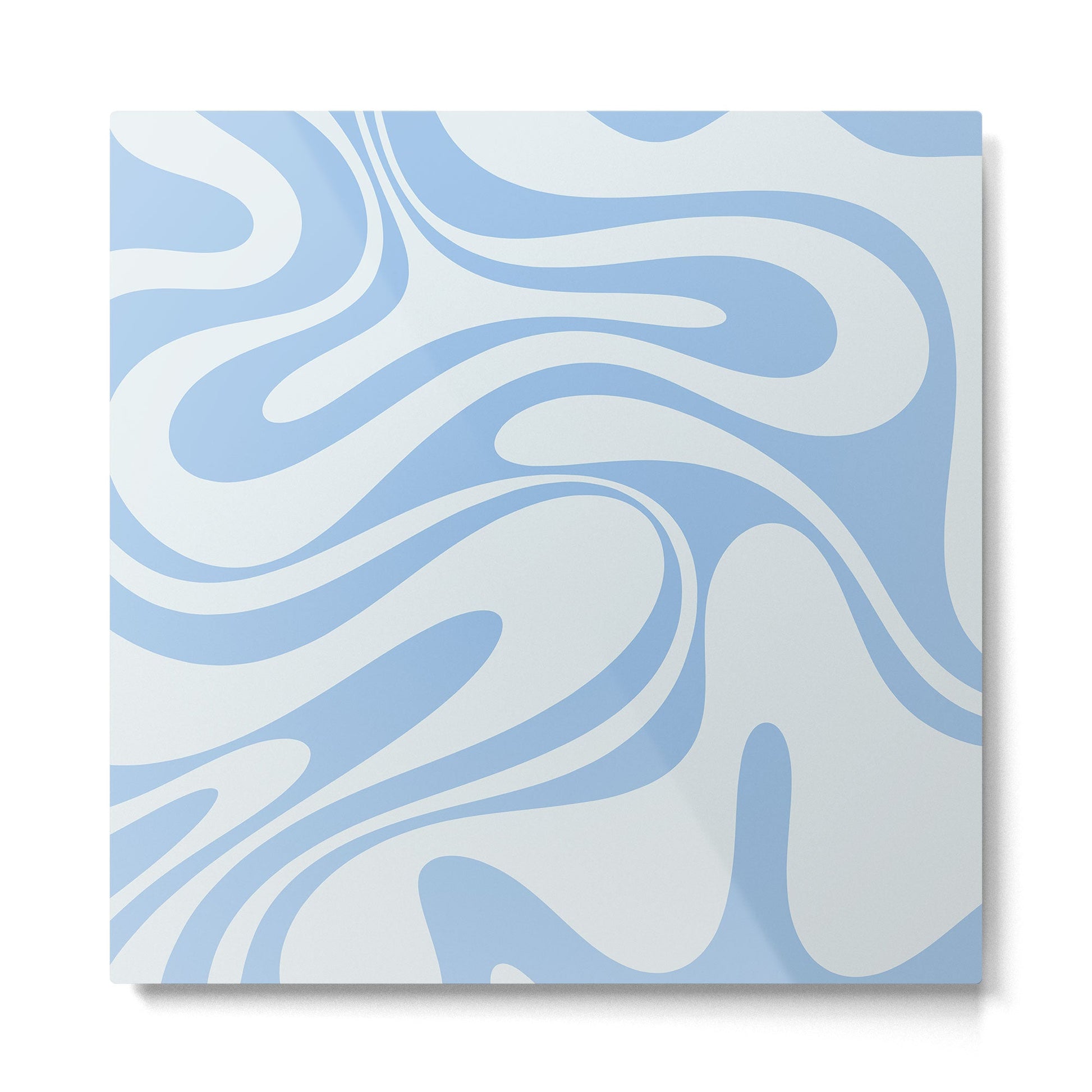 Retro Fantasy Swirl Abstract in Powder Blue Metal Print | TeksDecor