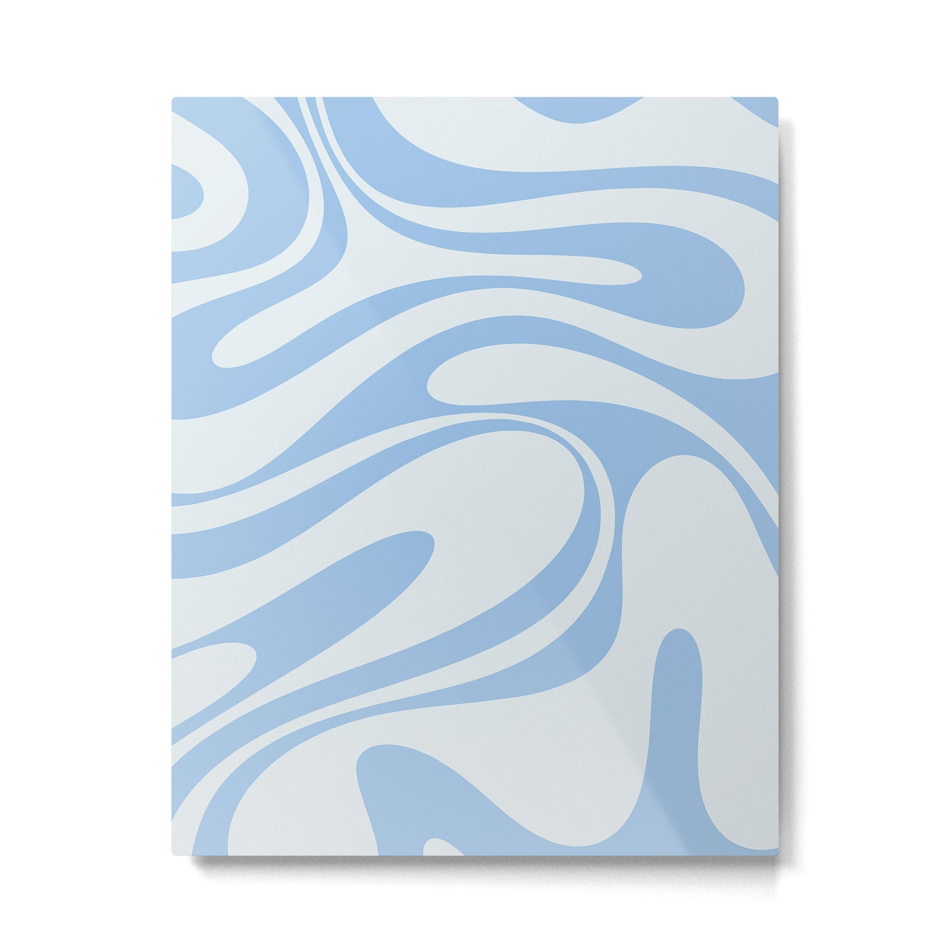 Retro Fantasy Swirl Abstract in Powder Blue Metal Print | TeksDecor
