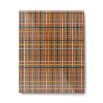 Retro Modern Boho Tartan Plaid Rust Navy Blush Mustard Gray Metal Print | TeksDecor
