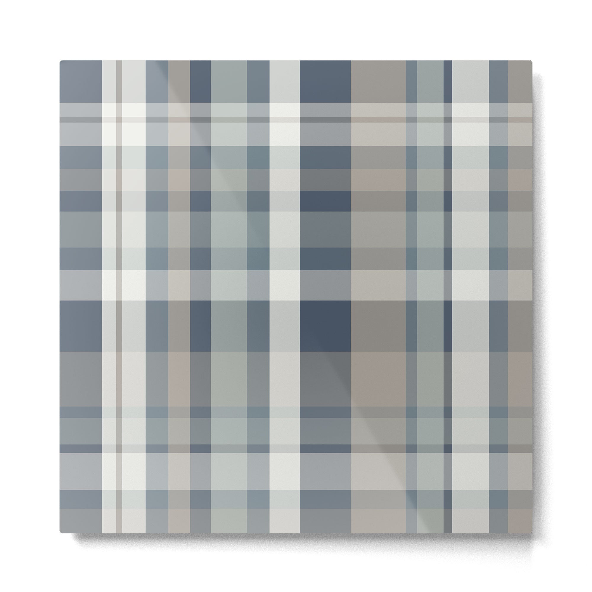 Retro Modern Plaid Pattern 2 in Neutral Blue Gray Metal Print | TeksDecor