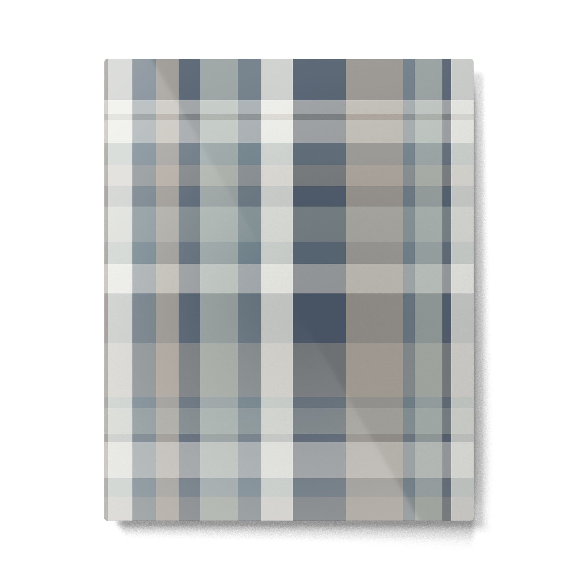 Retro Modern Plaid Pattern 2 in Neutral Blue Gray Metal Print | TeksDecor