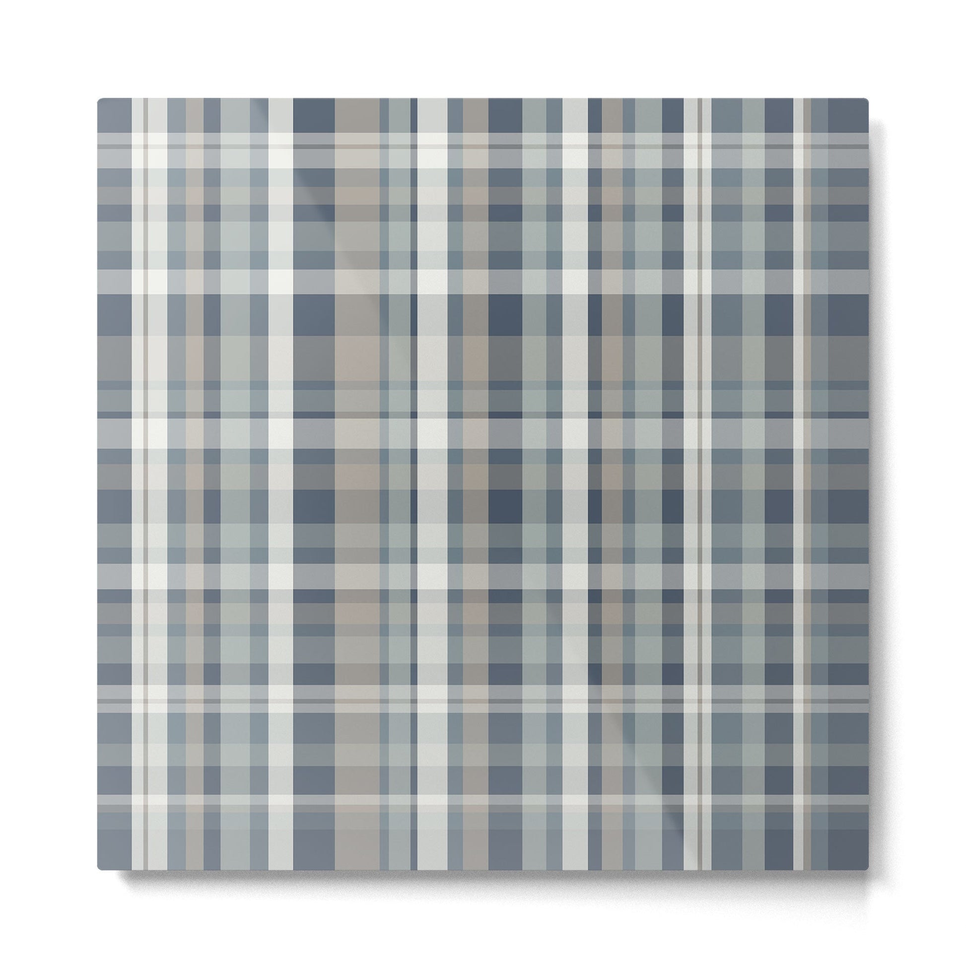 Retro Modern Plaid Pattern in Neutral Blue Gray Taupe Tones Metal Print | TeksDecor