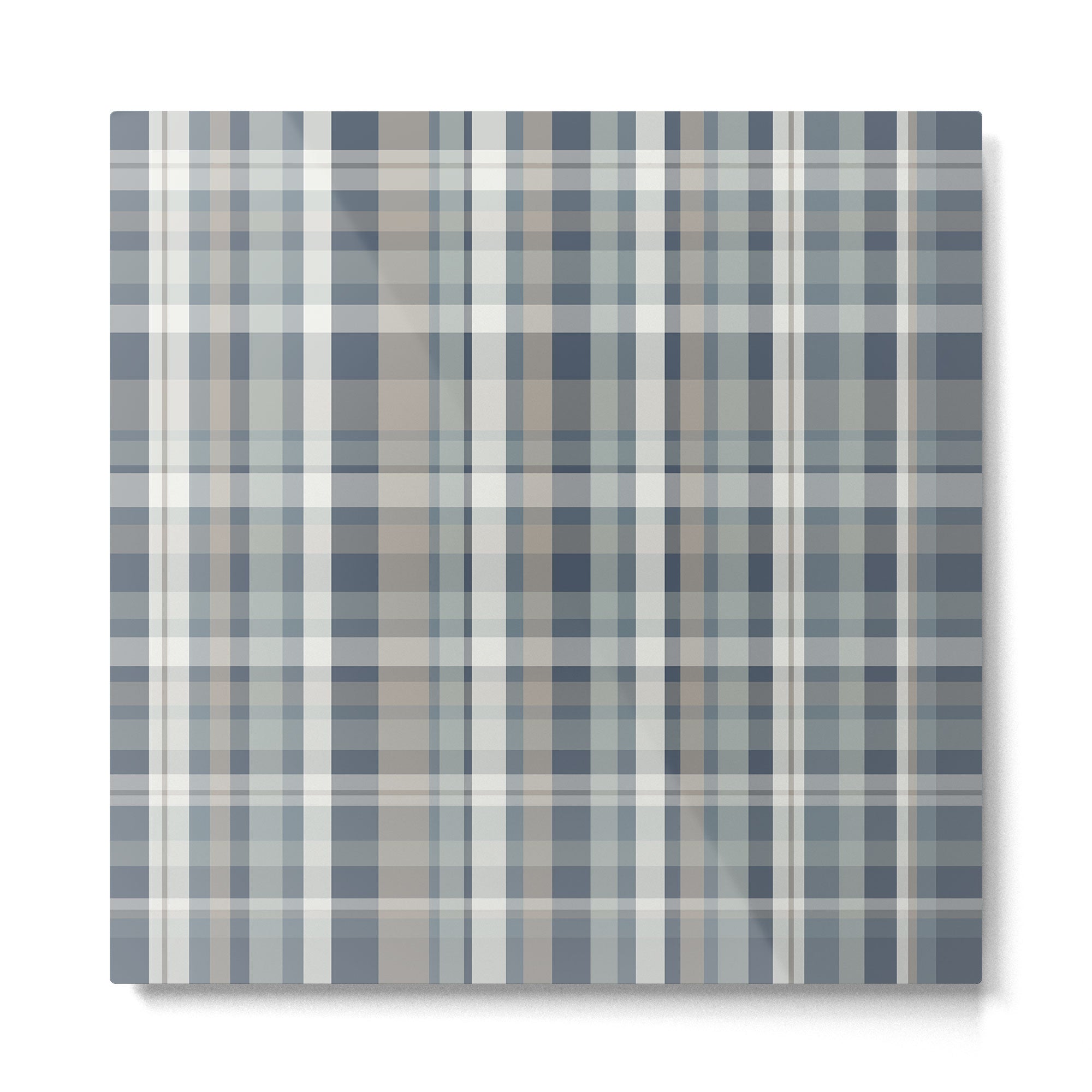 Retro Modern Plaid Pattern in Neutral Blue Gray Taupe Tones Metal Print | TeksDecor