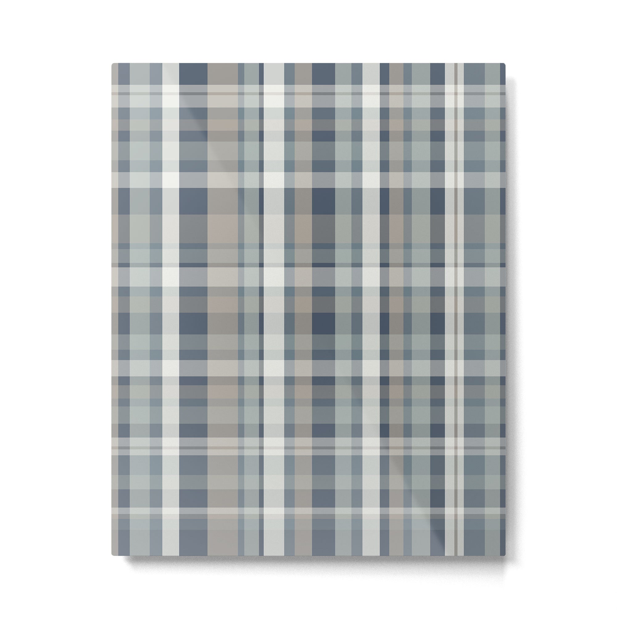 Retro Modern Plaid Pattern in Neutral Blue Gray Taupe Tones Metal Print | TeksDecor