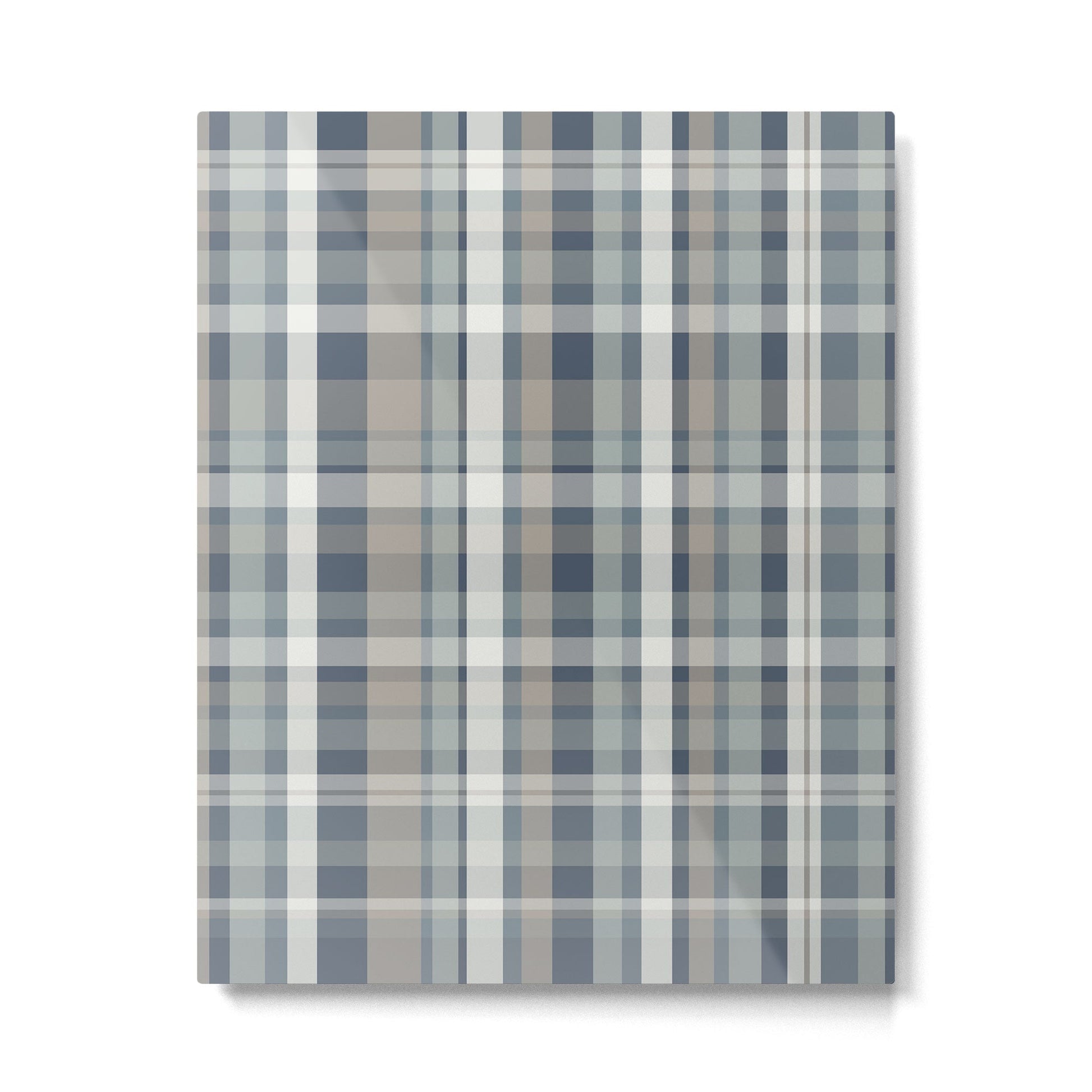 Retro Modern Plaid Pattern in Neutral Blue Gray Taupe Tones Metal Print | TeksDecor