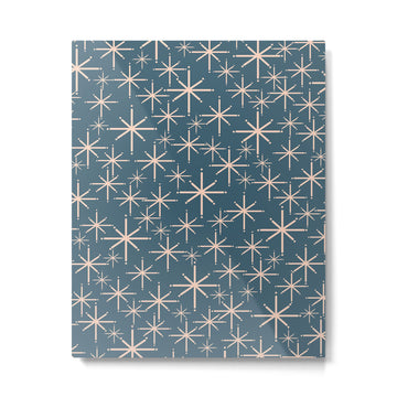 Retro Space - Midcentury Modern Starburst Pattern in Pale Blush and Deep Teal Metal Print | TeksDecor