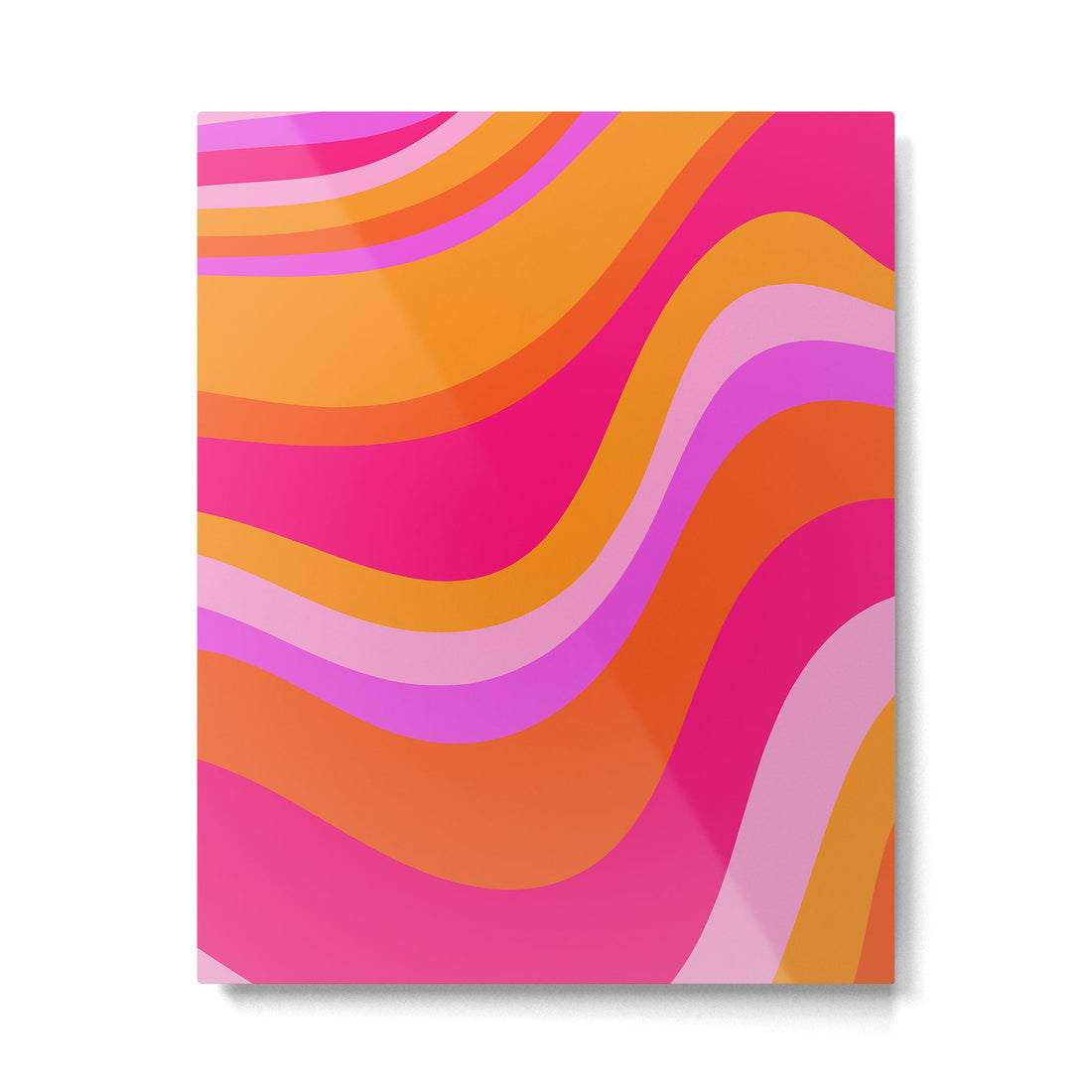 Retro Waves Abstract Pattern Pink Magenta Orange Metal Print | TeksDecor