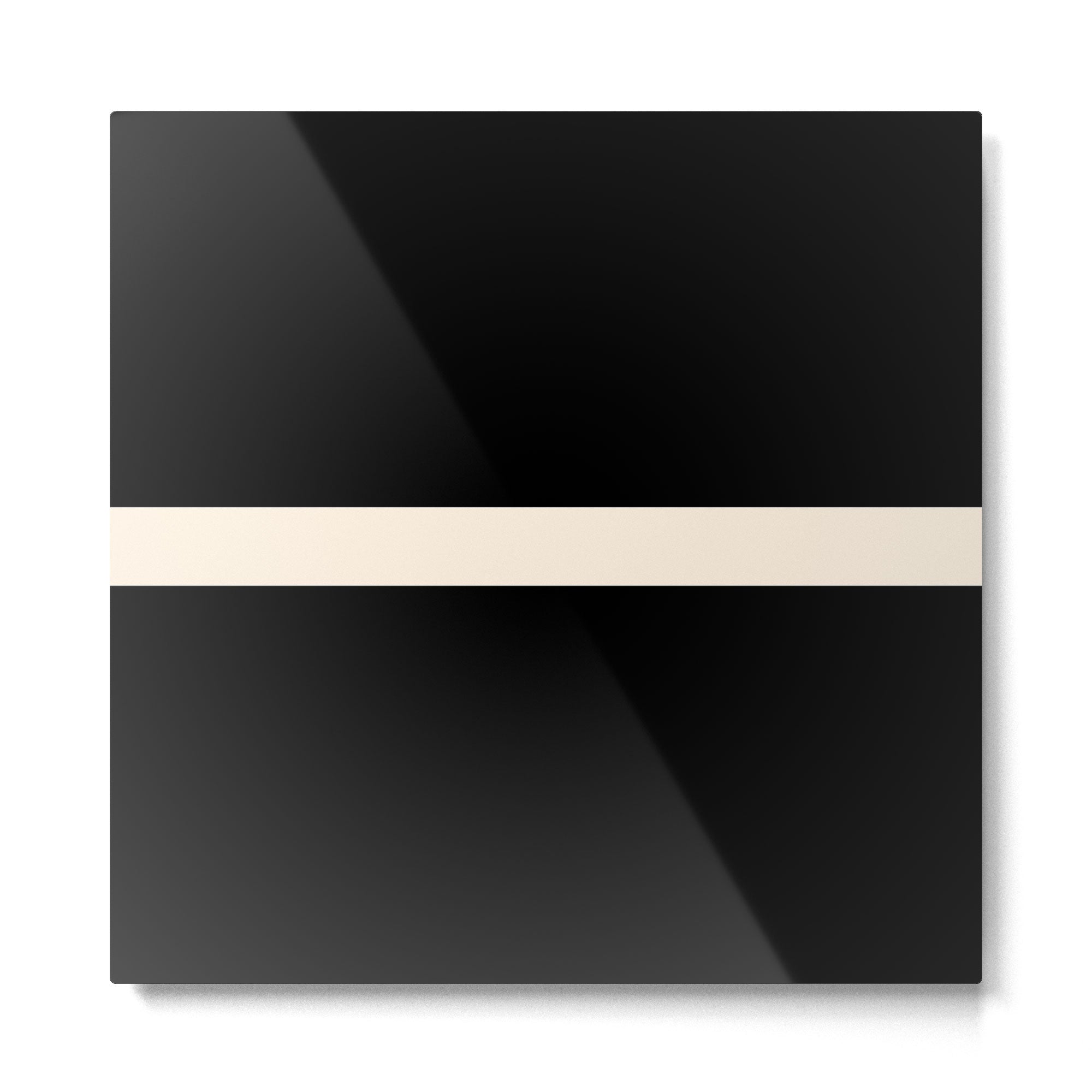 Single Stripe Minimalist Modern Color Block in Almond Cream and Black Metal Print | TeksDecor