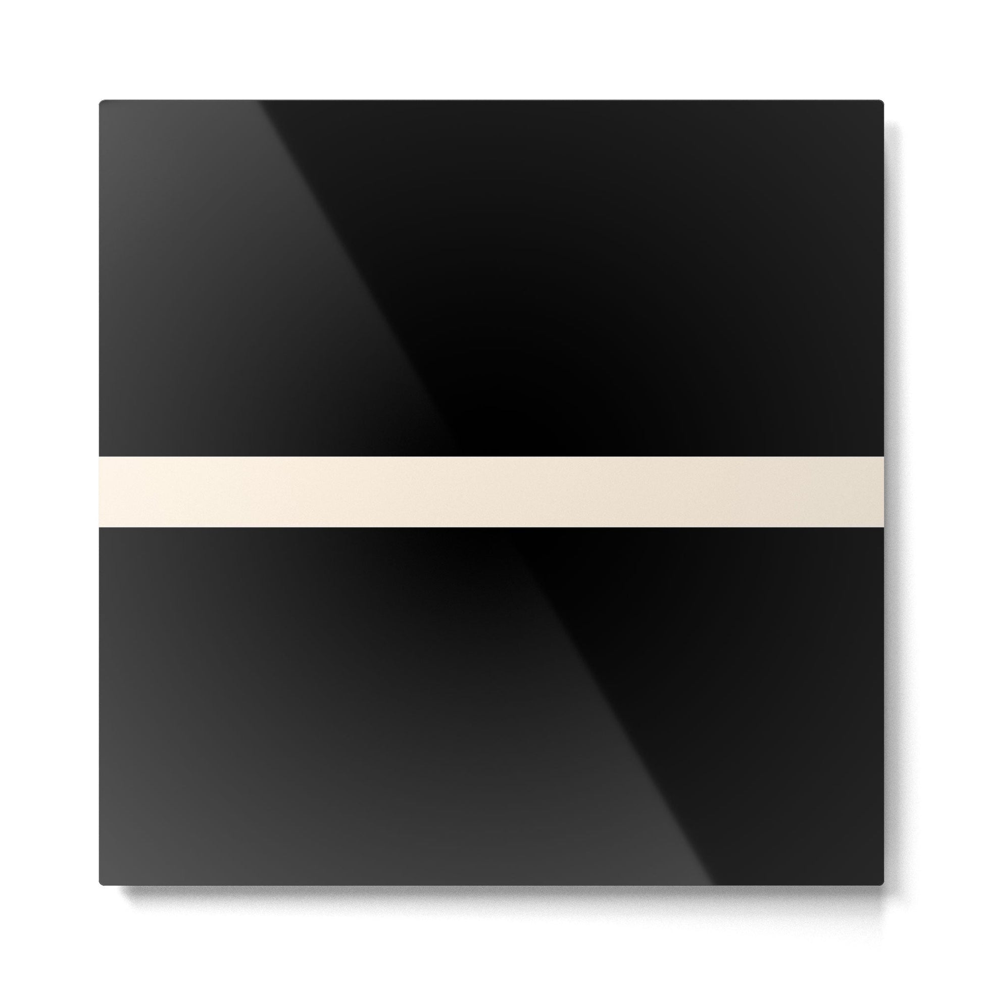 Single Stripe Minimalist Modern Color Block in Almond Cream and Black Metal Print | TeksDecor