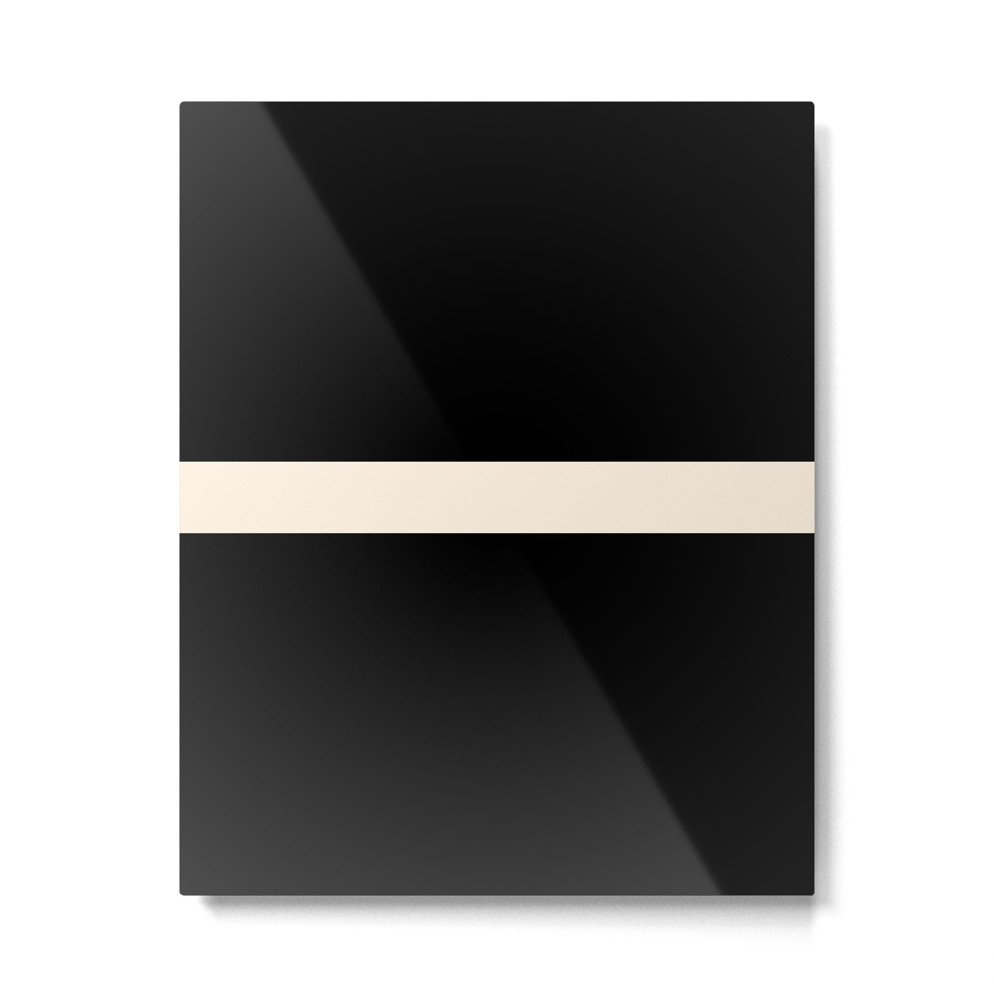 Single Stripe Minimalist Modern Color Block in Almond Cream and Black Metal Print | TeksDecor