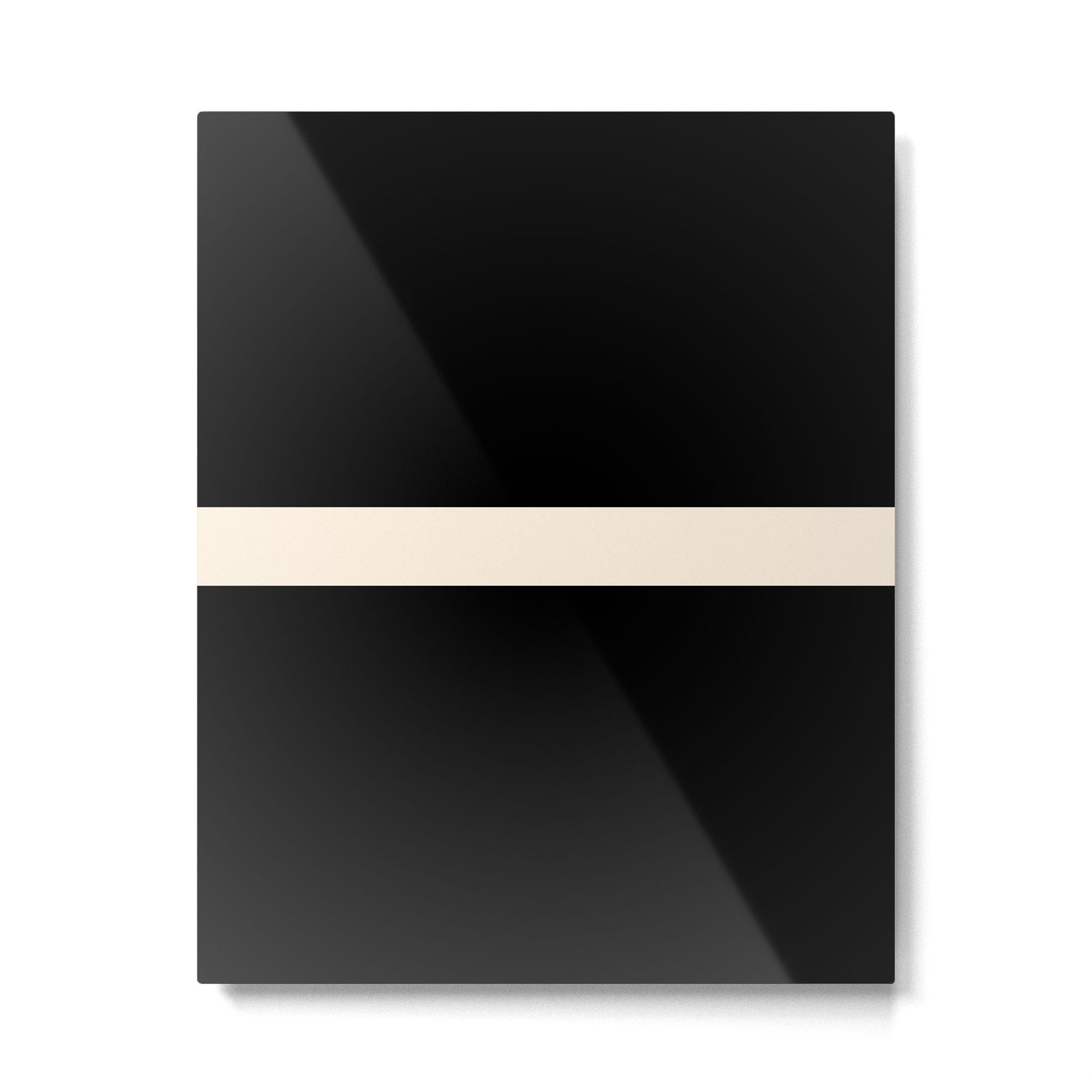 Single Stripe Minimalist Modern Color Block in Almond Cream and Black Metal Print | TeksDecor