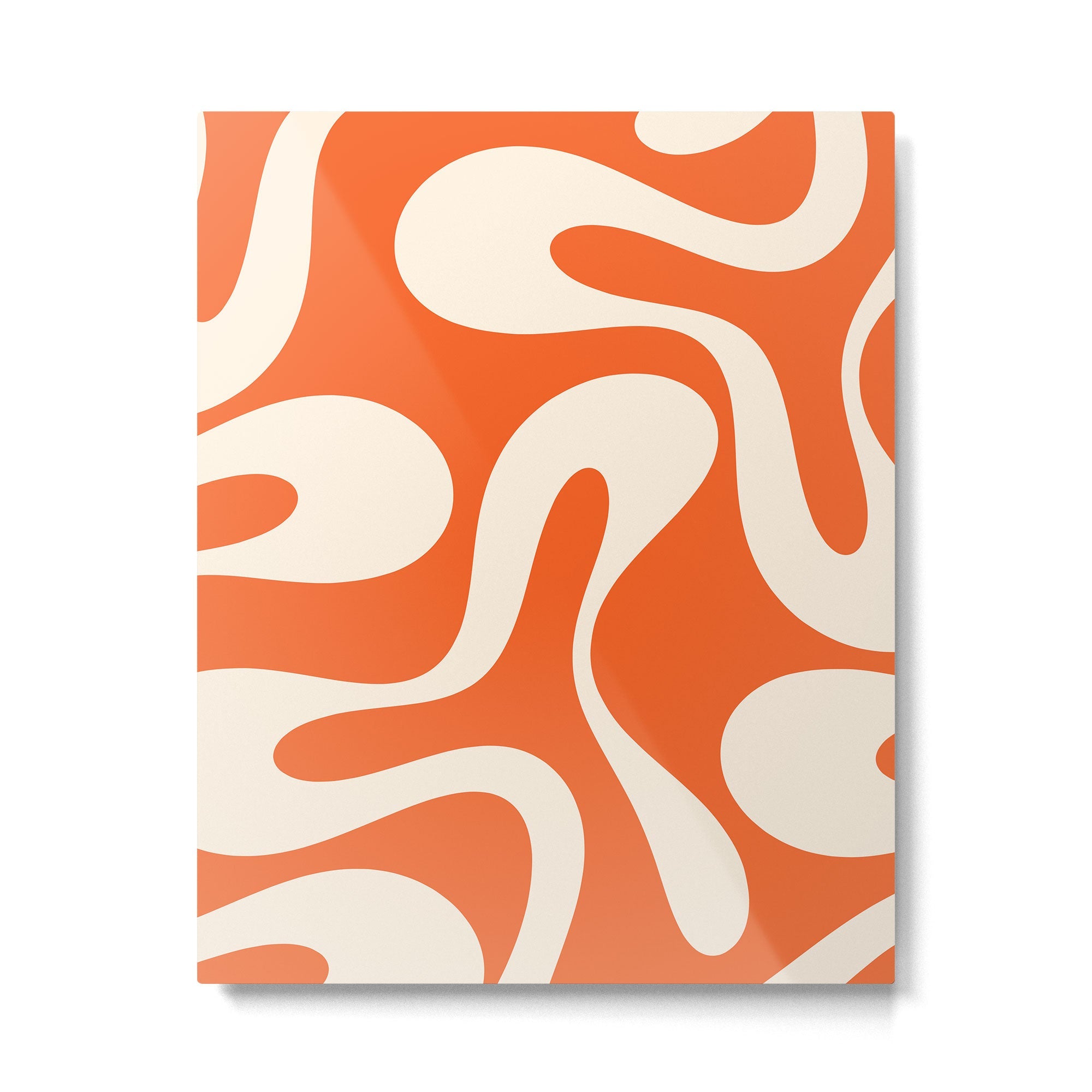 Soft Curves Retro Modern Abstract Pattern in Orange and Cream Metal Print | TeksDecor