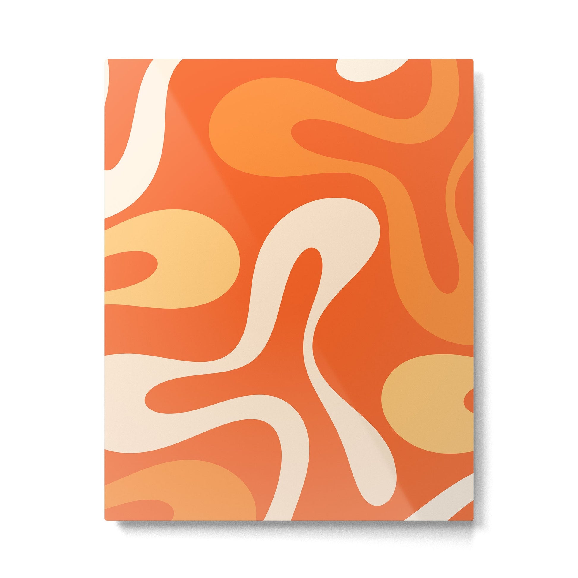 Soft Curves Retro Modern Abstract in  Tangerine Orange Tones Metal Print | TeksDecor
