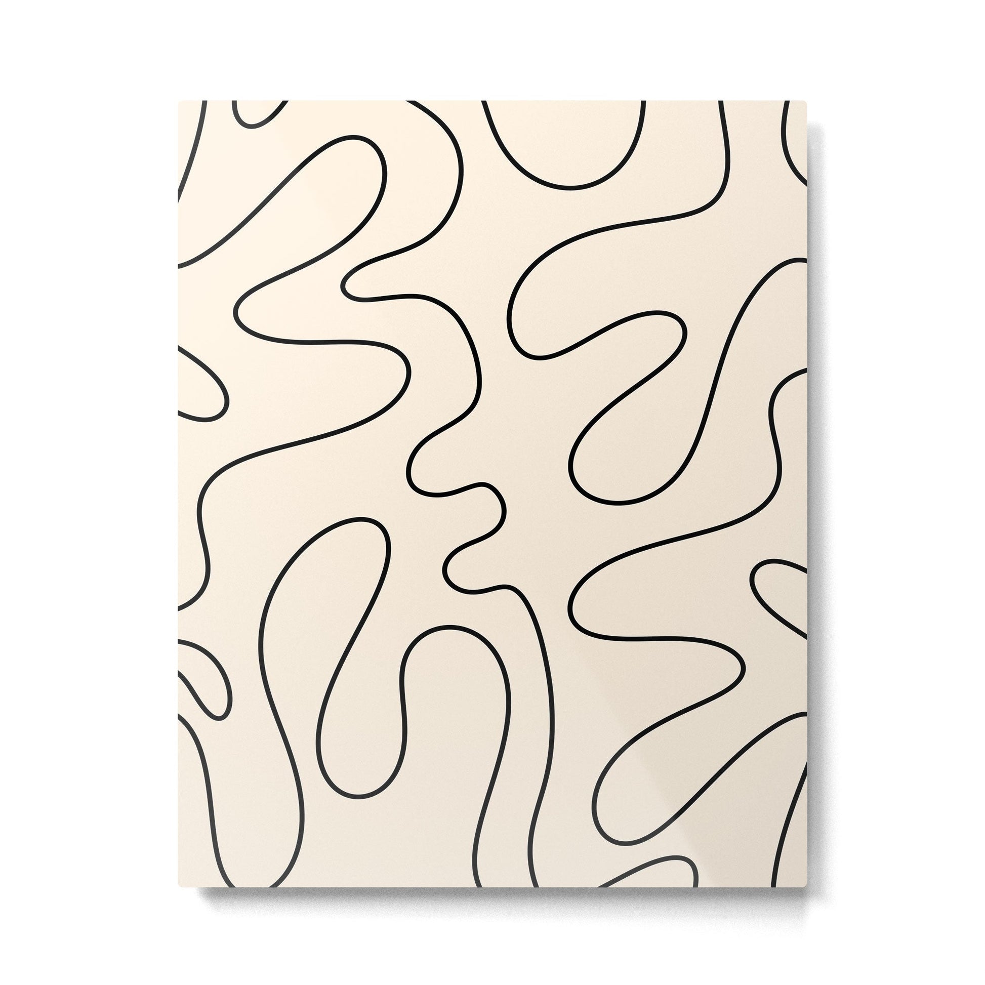 Squiggle Abstract Minimalist Modern Pattern in Black and Almond Cream Metal Print | TeksDecor