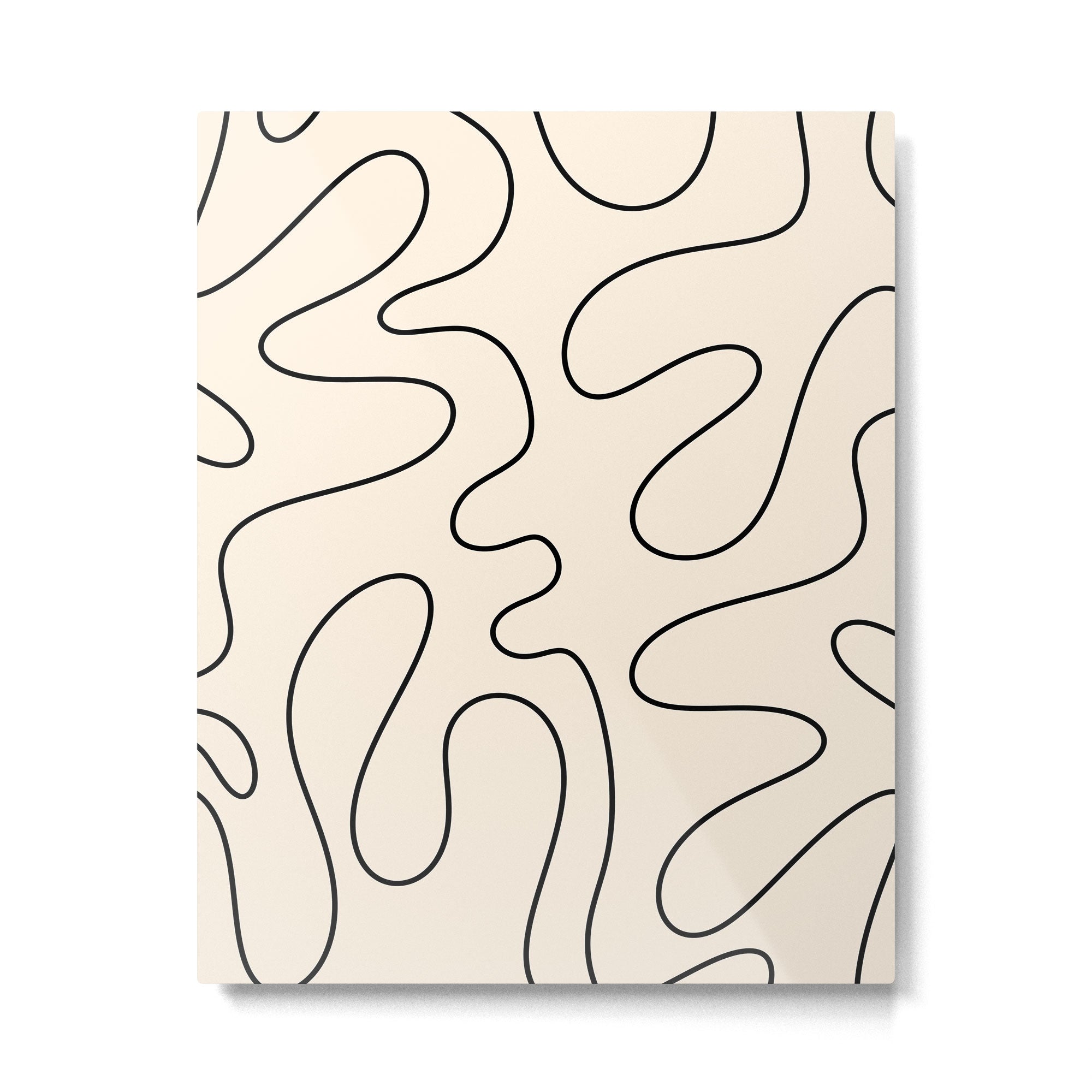 Squiggle Abstract Minimalist Modern Pattern in Black and Almond Cream Metal Print | TeksDecor