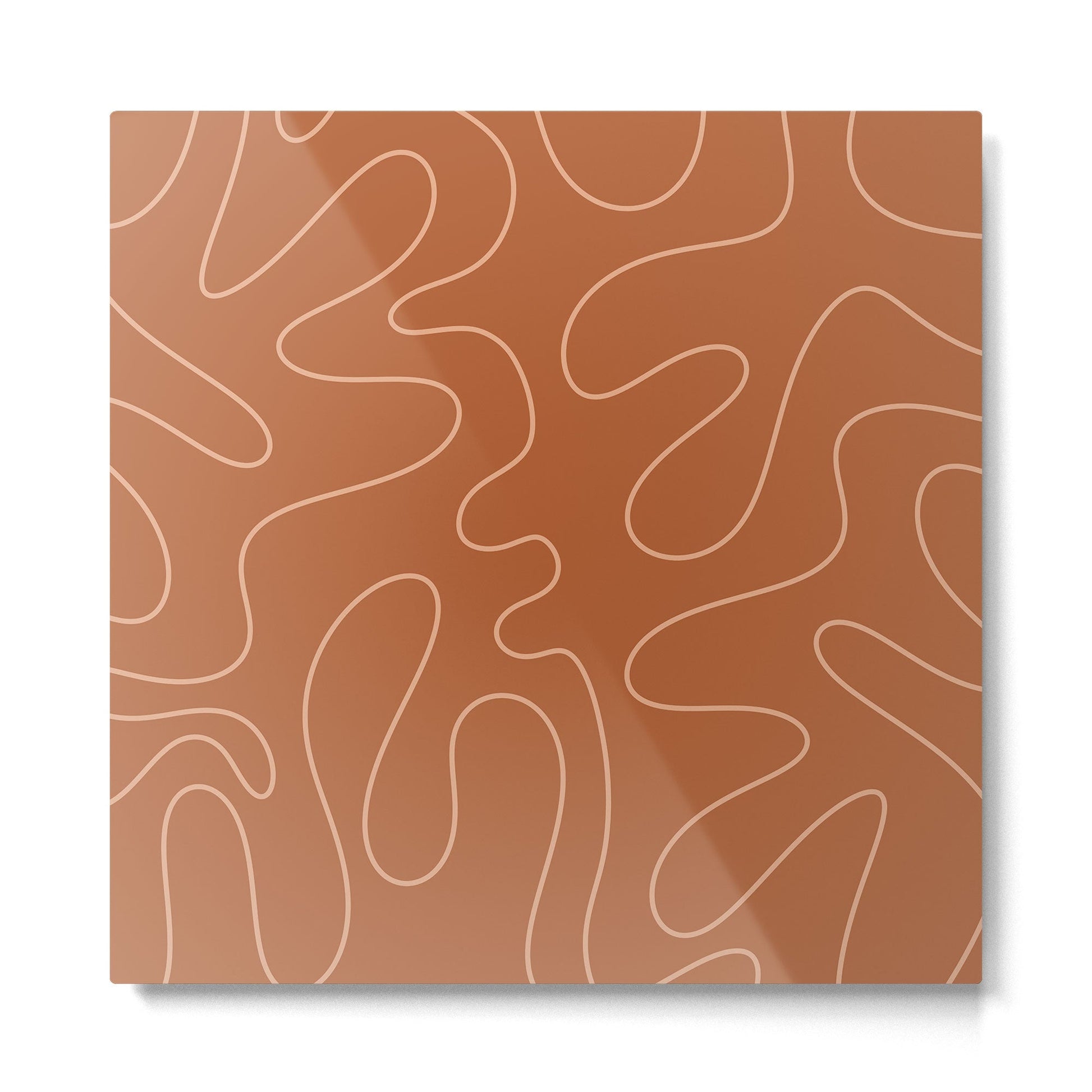 Squiggle Abstract Minimalist Modern Boho Pattern in Terracotta Rust Metal Print | TeksDecor