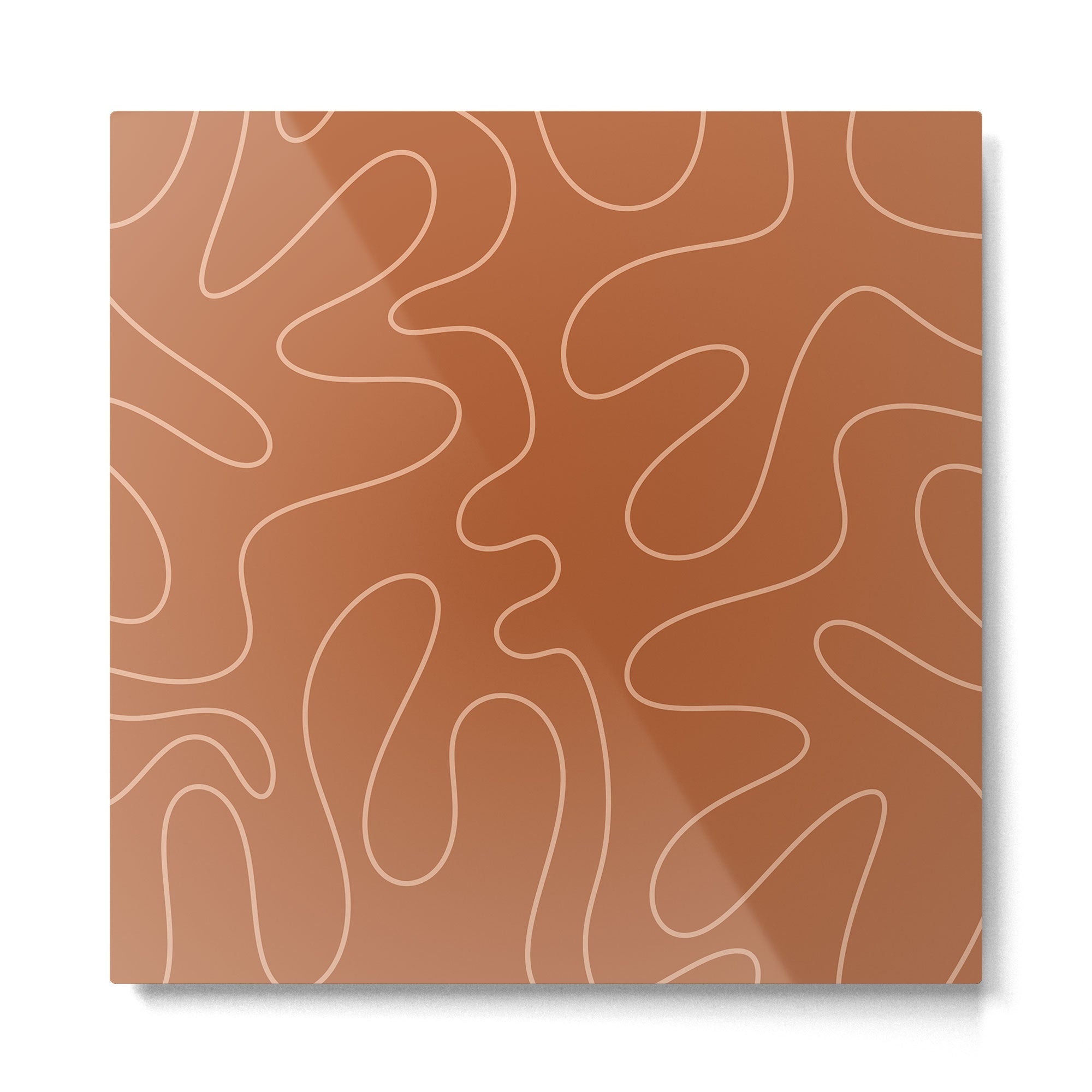 Squiggle Abstract Minimalist Modern Boho Pattern in Terracotta Rust Metal Print | TeksDecor