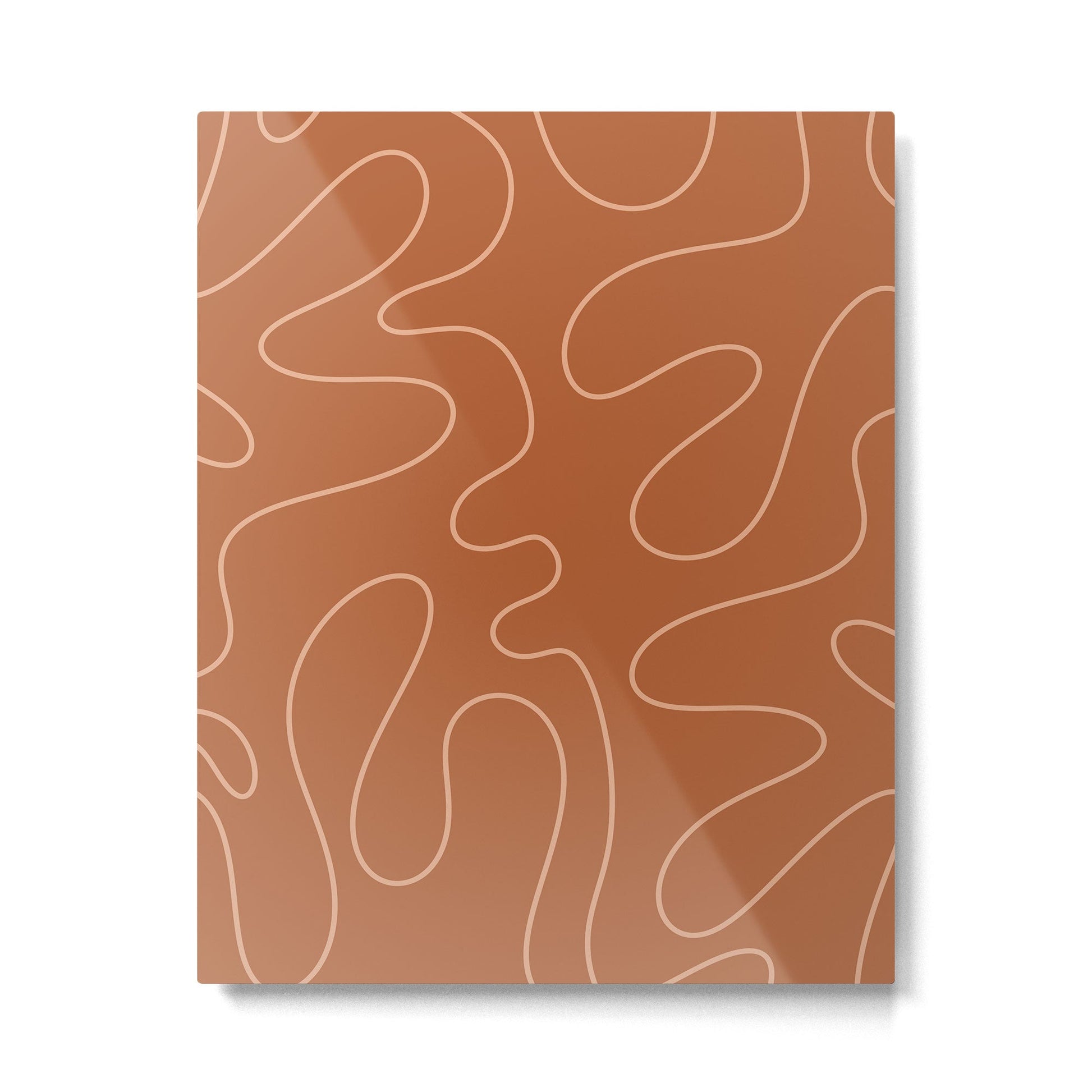 Squiggle Abstract Minimalist Modern Boho Pattern in Terracotta Rust Metal Print | TeksDecor