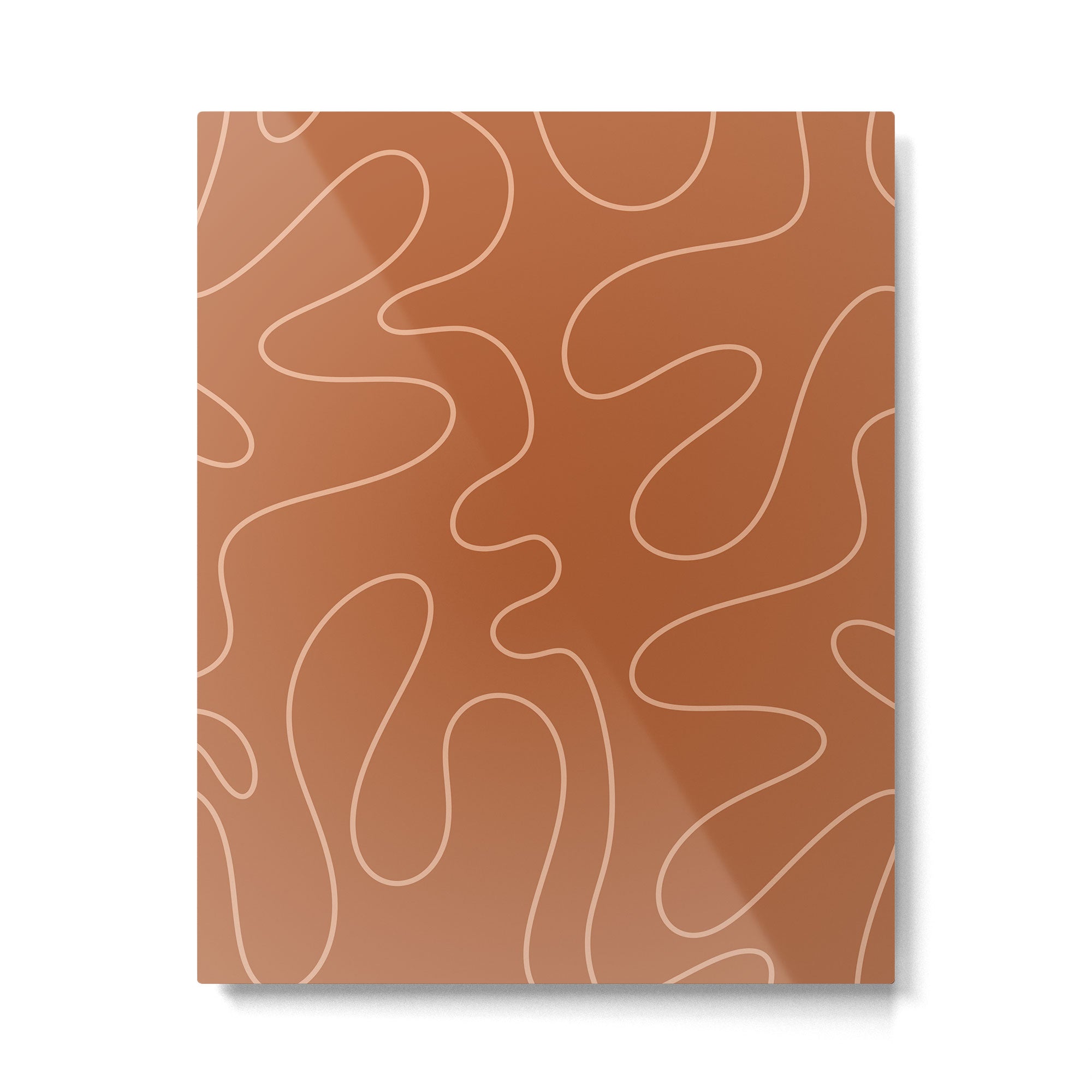 Squiggle Abstract Minimalist Modern Boho Pattern in Terracotta Rust Metal Print | TeksDecor
