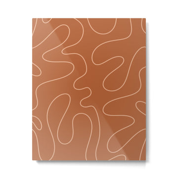 Squiggle Abstract Minimalist Modern Boho Pattern in Terracotta Rust Metal Print | TeksDecor