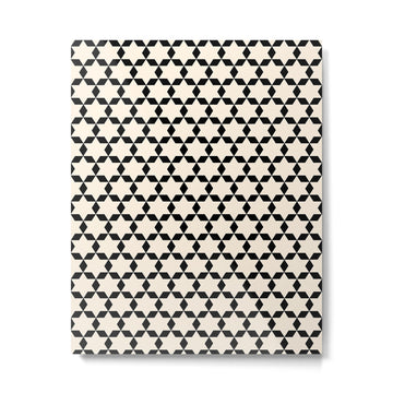 Star Tiles Geometric Pattern in Almond Cream and Black Metal Print | TeksDecor