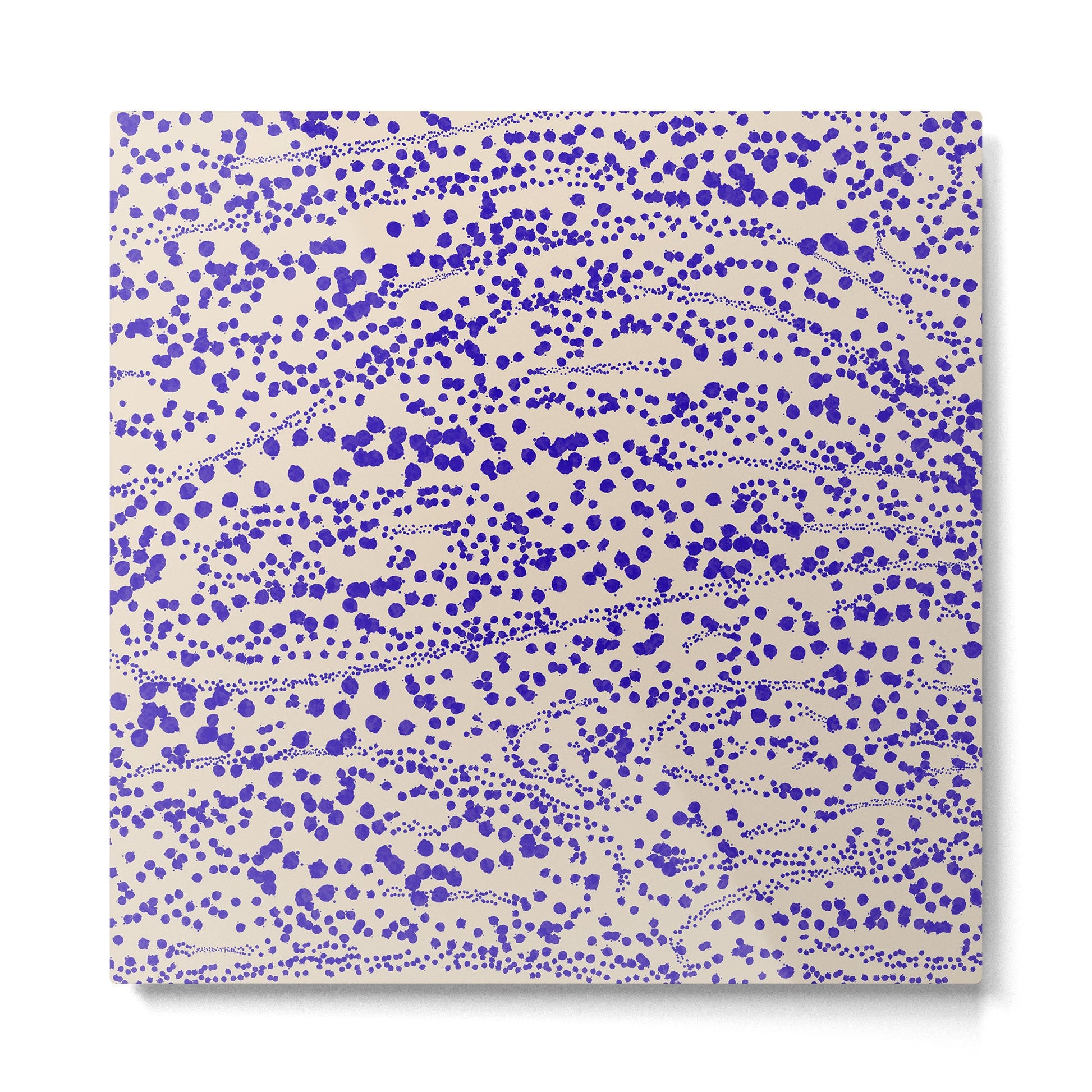 Strata - Organic Ink Blot Abstract in Cobalt Blue and Beige Metal Print | TeksDecor