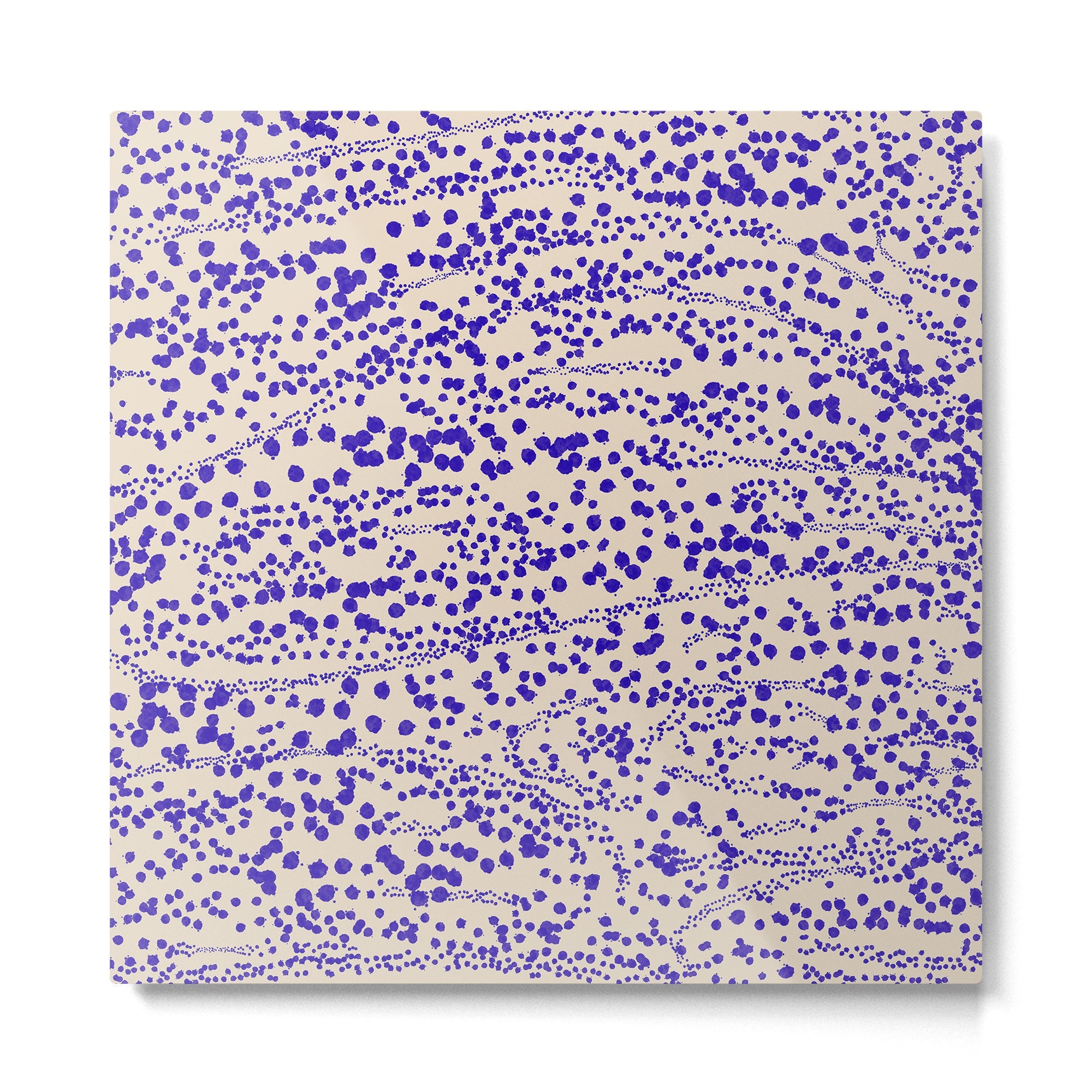 Strata - Organic Ink Blot Abstract in Cobalt Blue and Beige Metal Print | TeksDecor