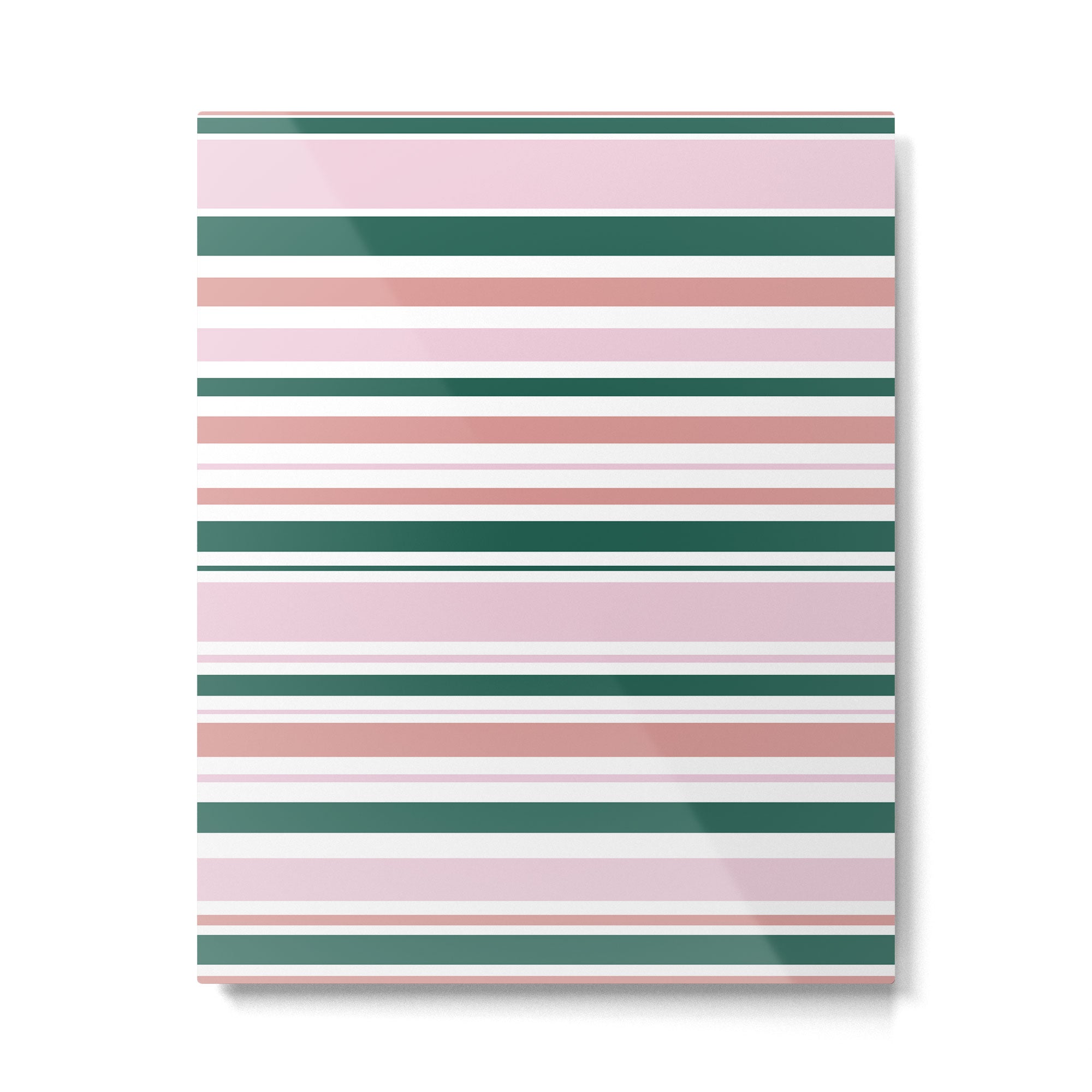 Summer Stripes - Pink, Dusty Rose, Green, and White Metal Print | TeksDecor