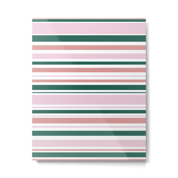 Summer Stripes - Pink, Dusty Rose, Green, and White Metal Print | TeksDecor